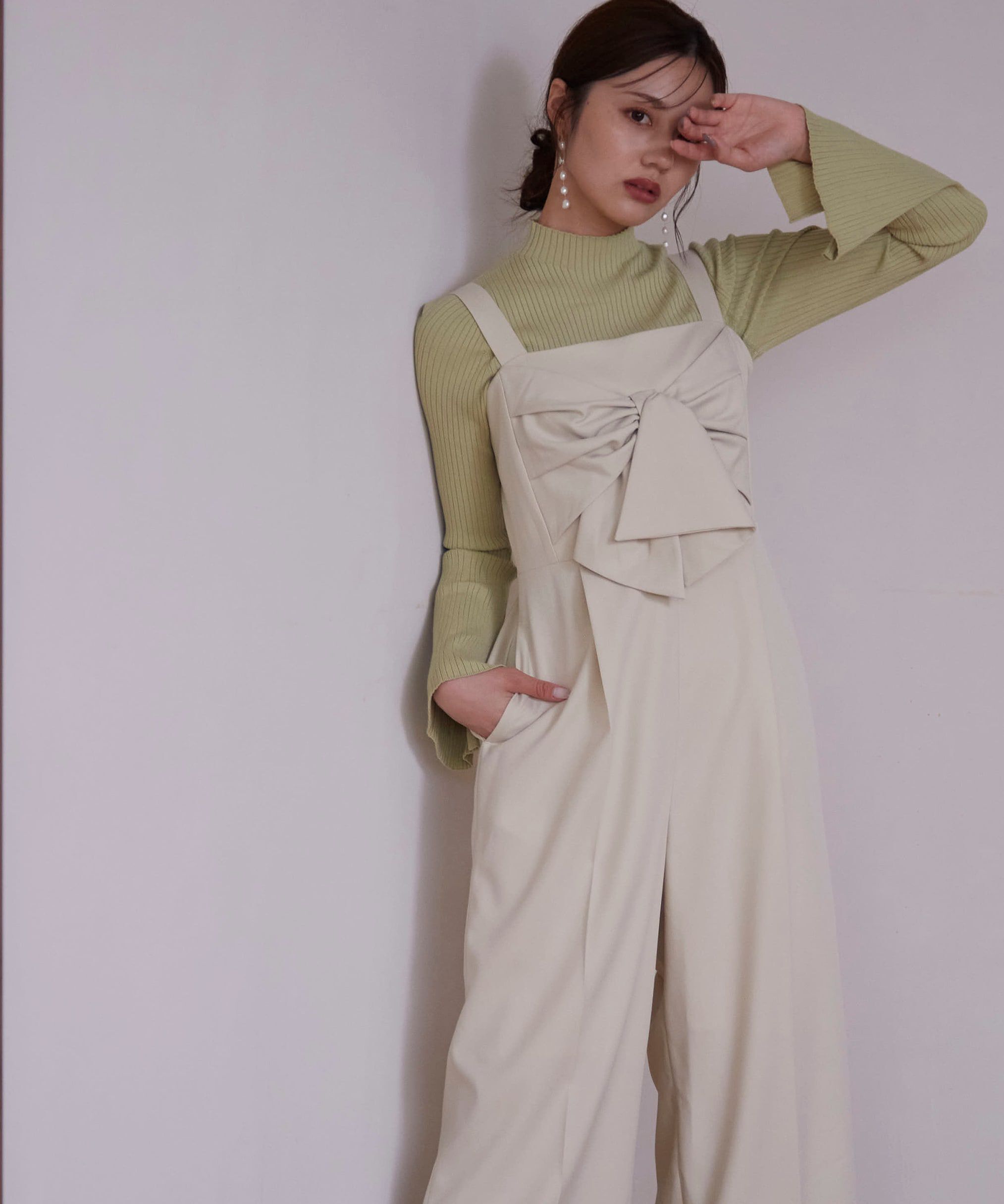 PROPORTION BODY DRESSING「パールボタンモックネックリブニット　24AW」|ニット・セーター|