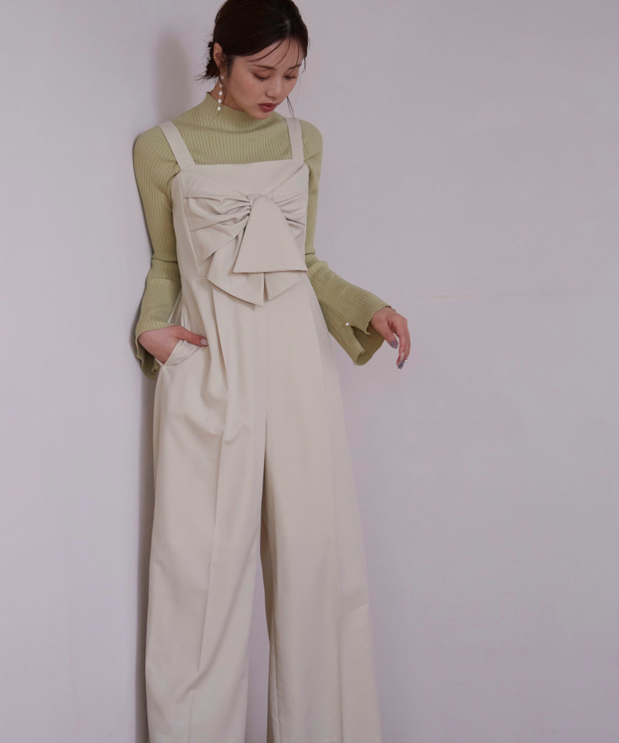 PROPORTION BODY DRESSING「パールボタンモックネックリブニット　24AW」|ニット・セーター|