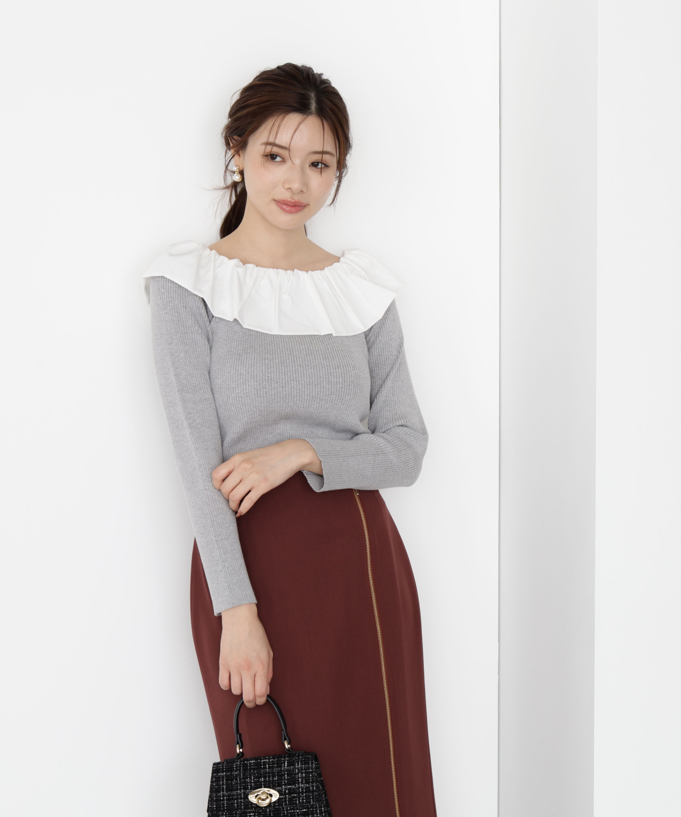 PROPORTION BODY DRESSING「フリルオフショル2wayニット 25AW」|ニット・セーター|