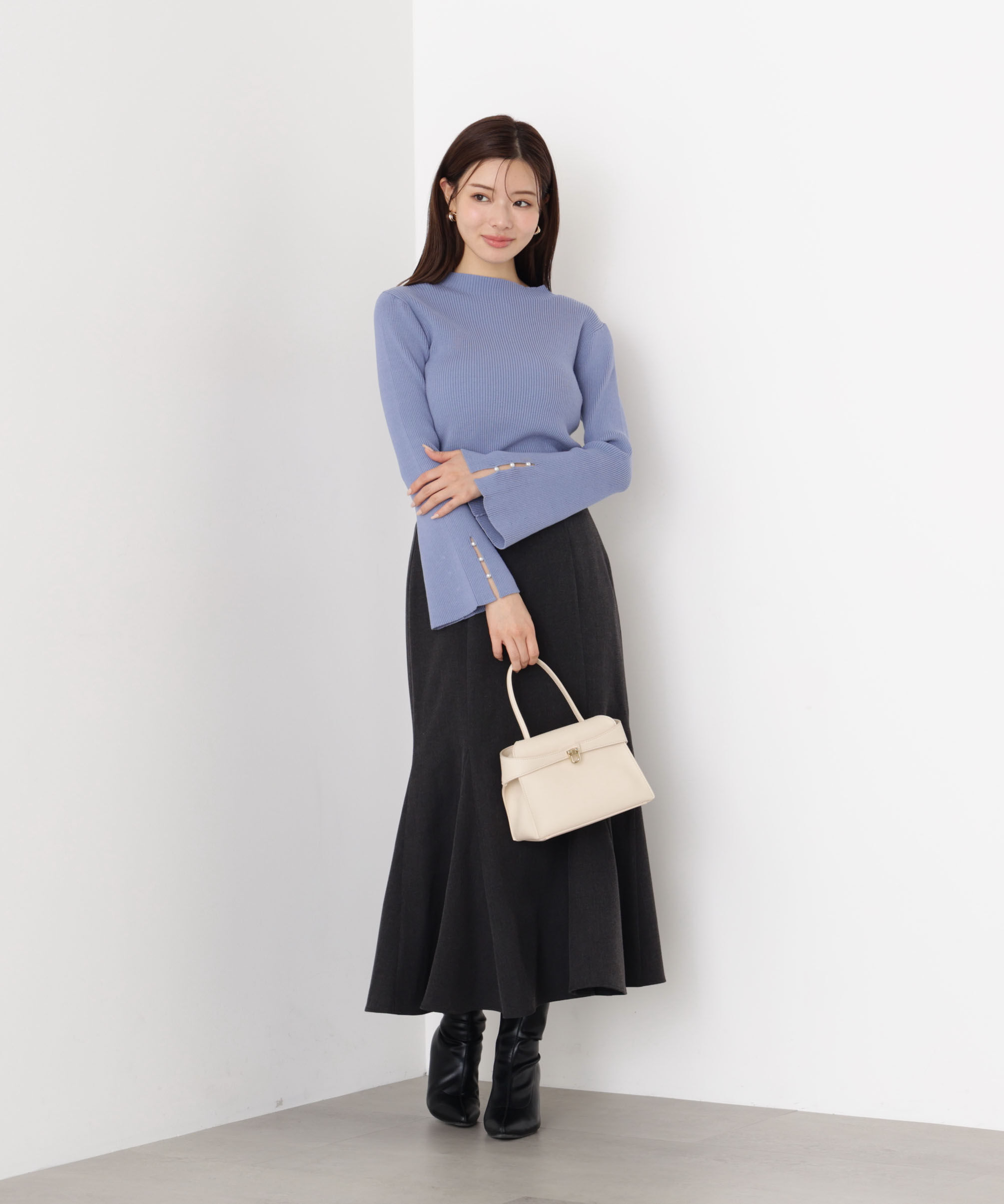 PROPORTION BODY DRESSING「＜ハンドウォッシャブル＞スタンドネックリブニット 25AW」|ニット・セーター|