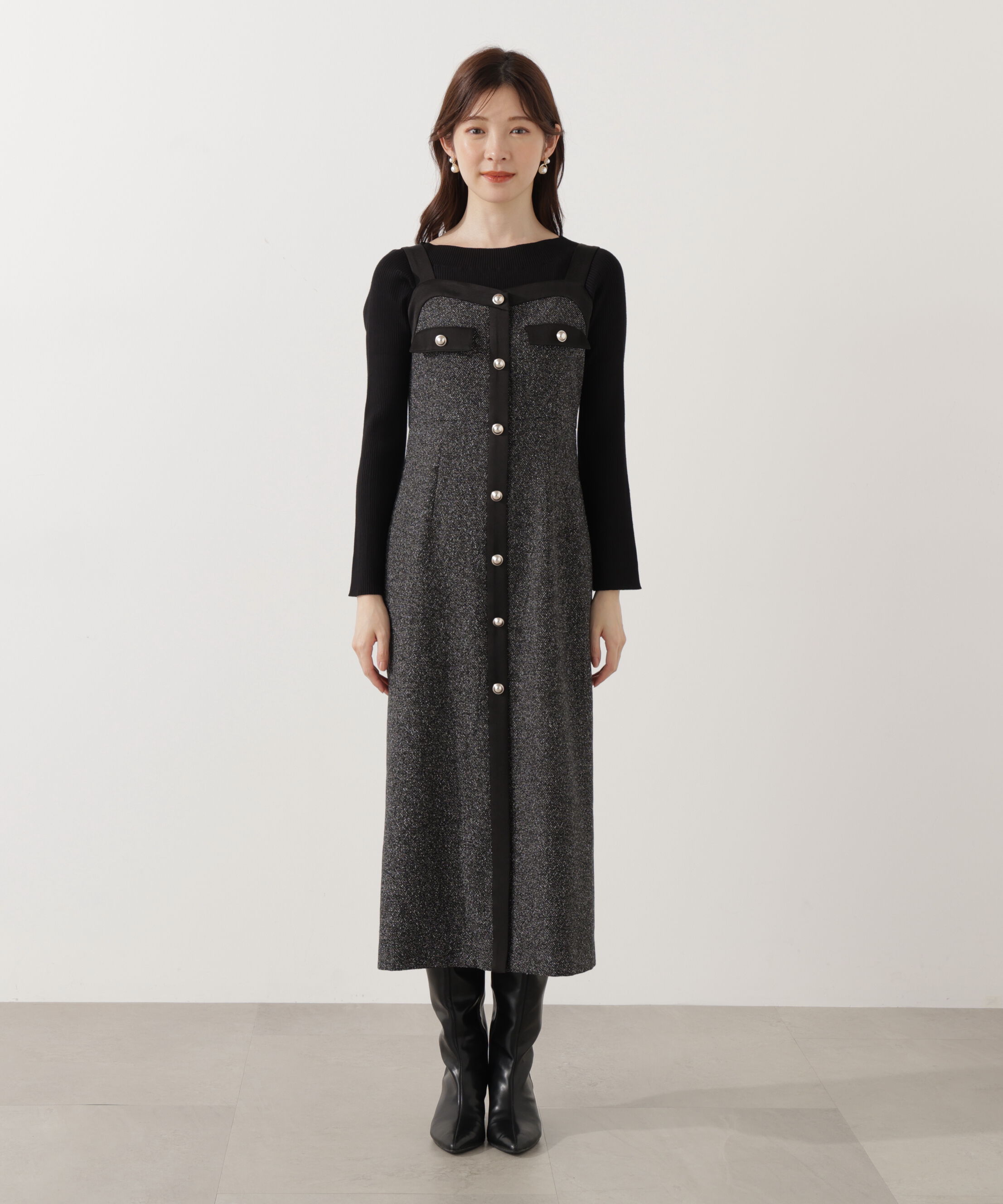 PROPORTION BODY DRESSING「ツイードロングジャンスカ 25AW」|ワンピース|
