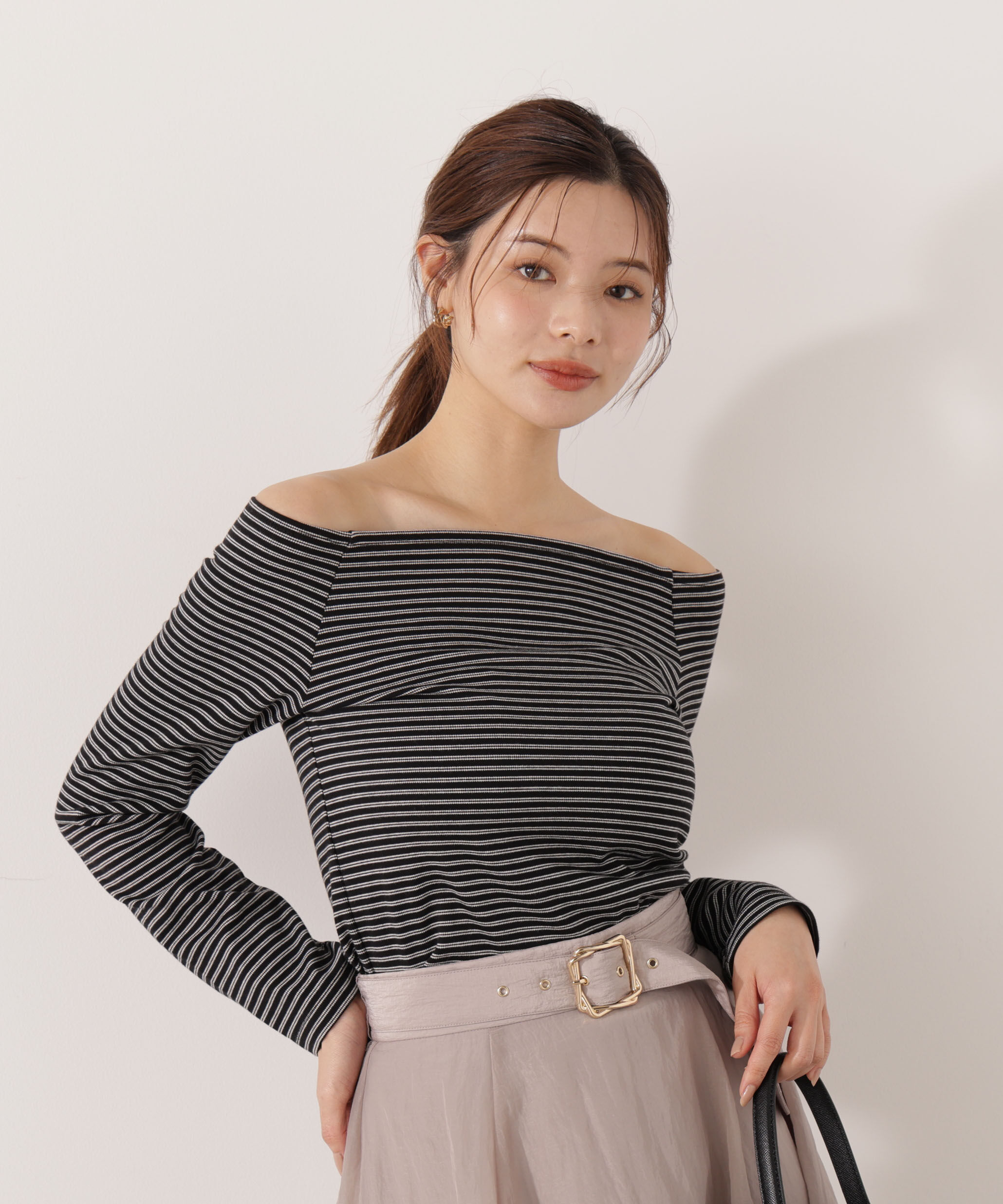 PROPORTION BODY DRESSING「＜ハンドウォッシャブル＞オフショルカットソー」|Tシャツ・カットソー|