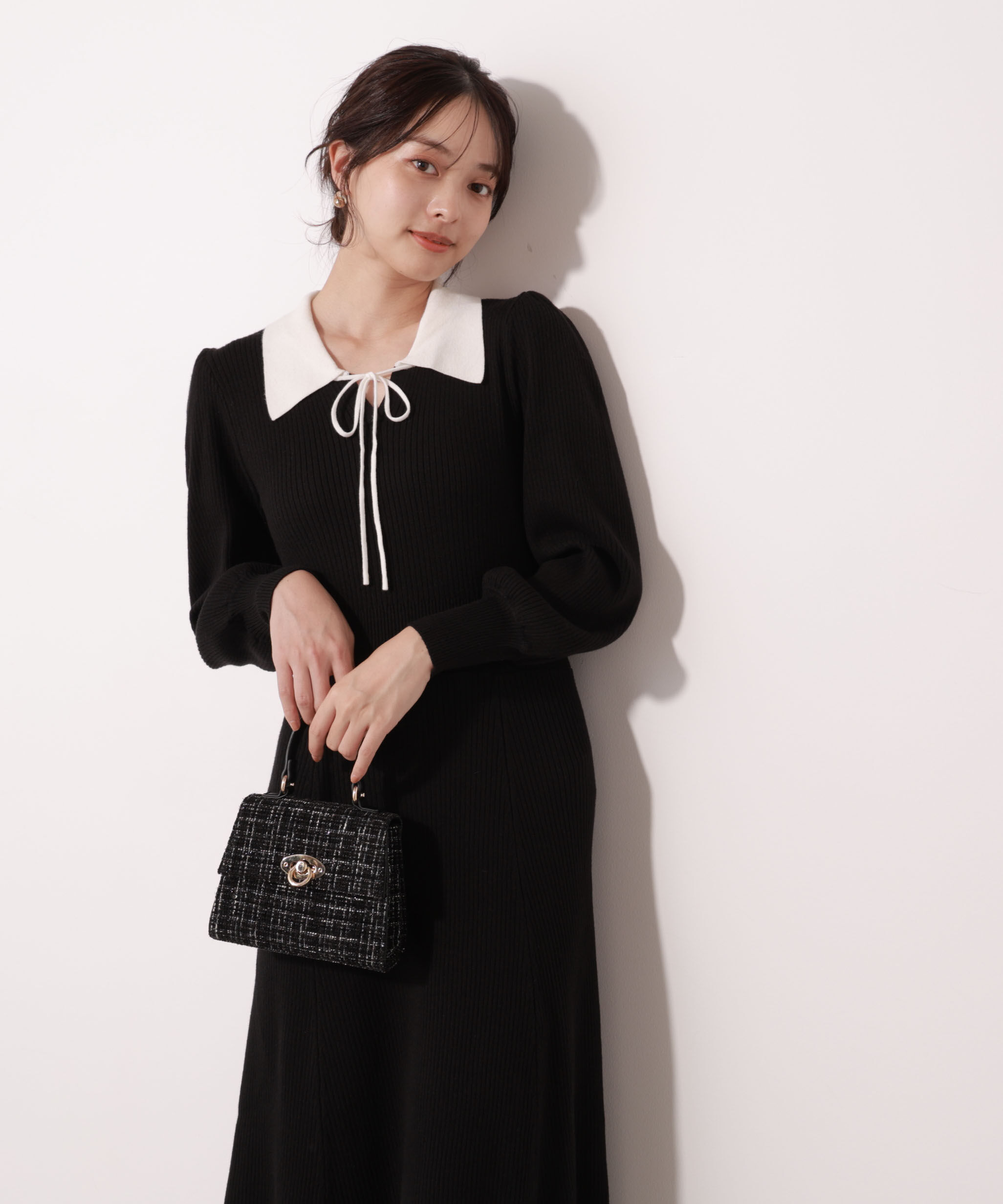 PROPORTION BODY DRESSING「リボン衿付きニットワンピース」|ワンピース|