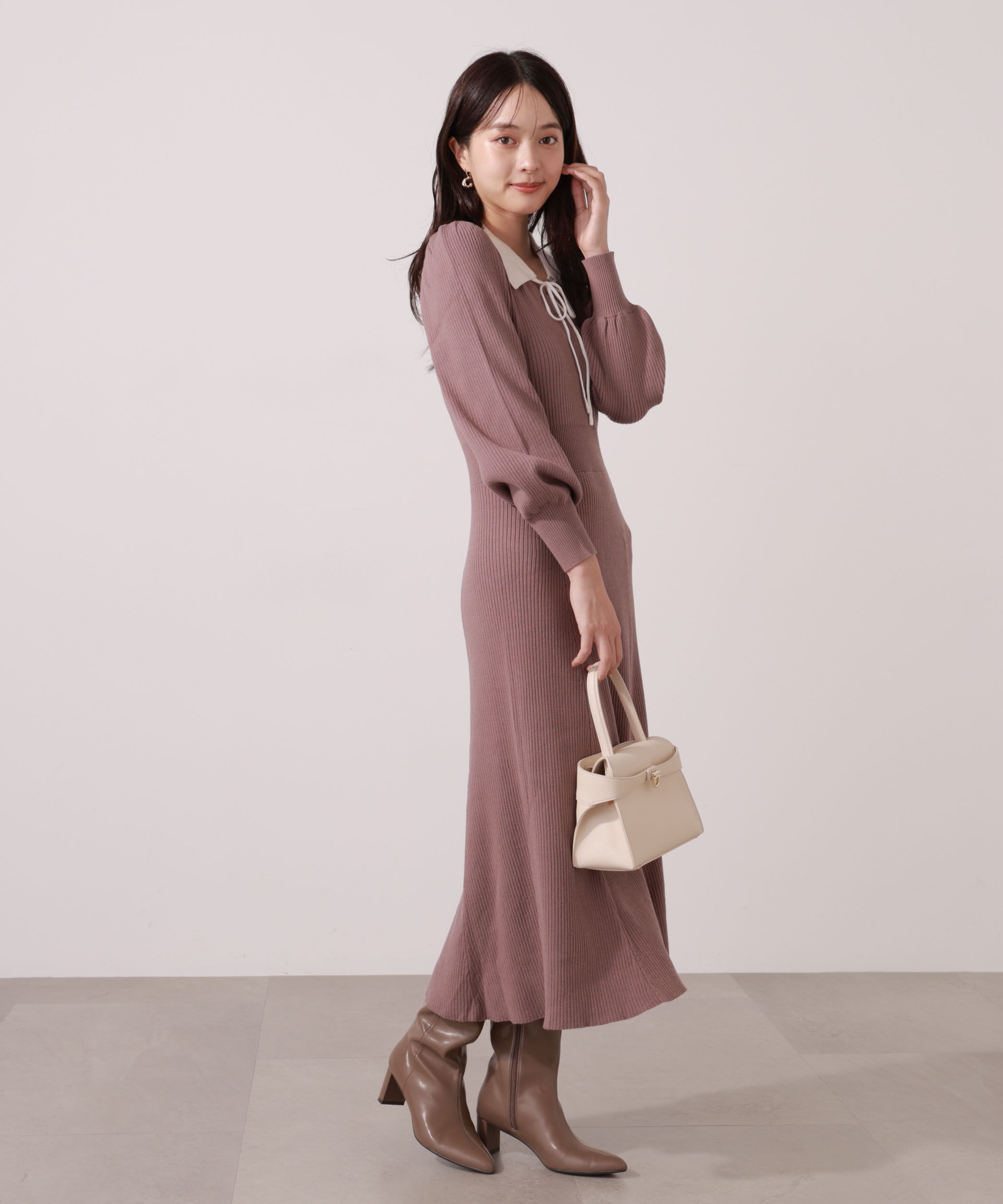 PROPORTION BODY DRESSING「リボン衿付きニットワンピース」|ワンピース|