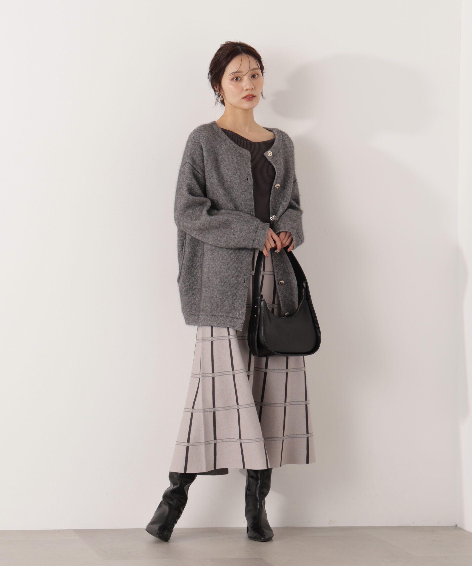 PROPORTION BODY DRESSING「FOX混ダブルフェイスニットカーディガン 25AW」|カーディガン|