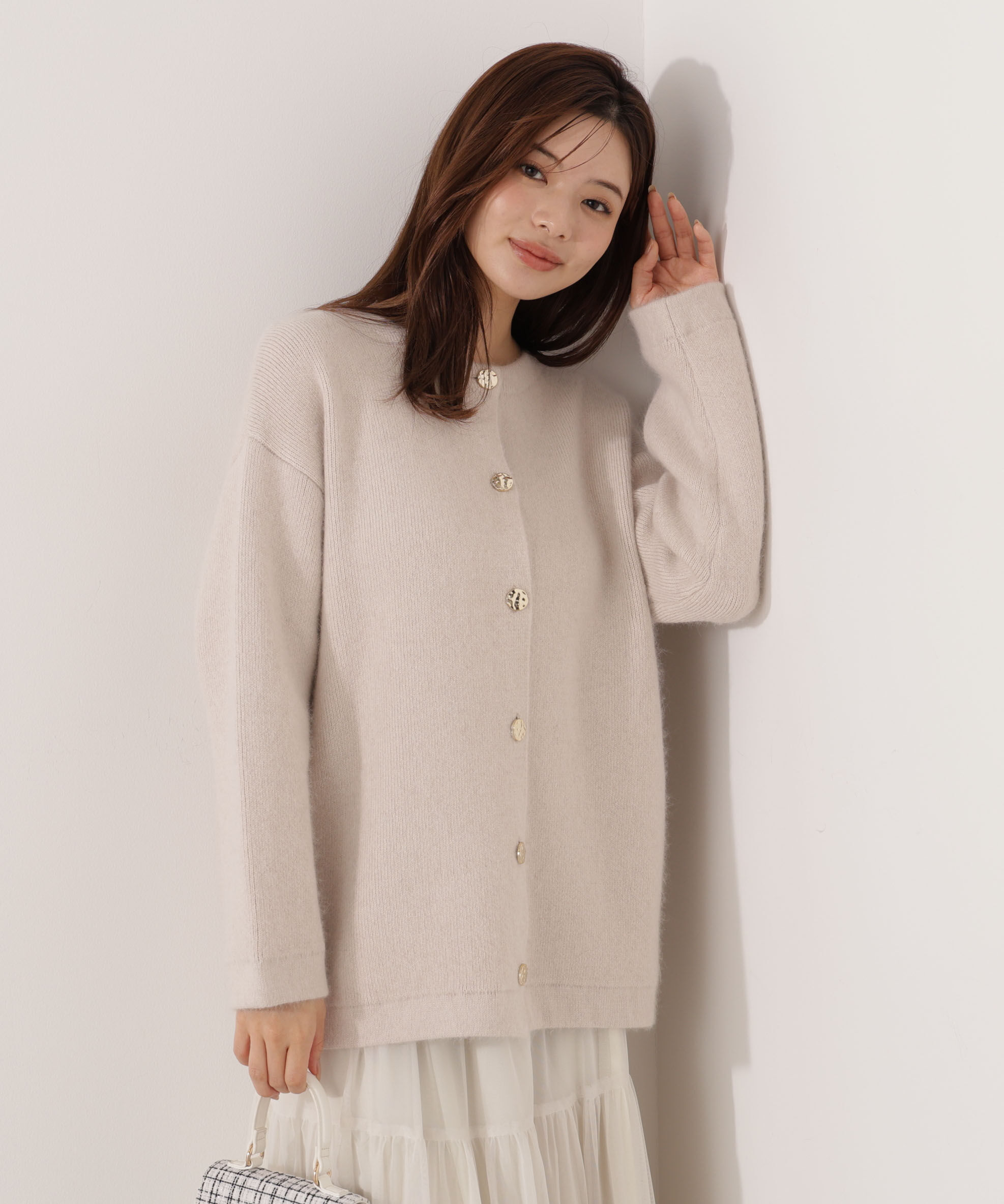 PROPORTION BODY DRESSING「FOX混ダブルフェイスニットカーディガン 25AW」|カーディガン|