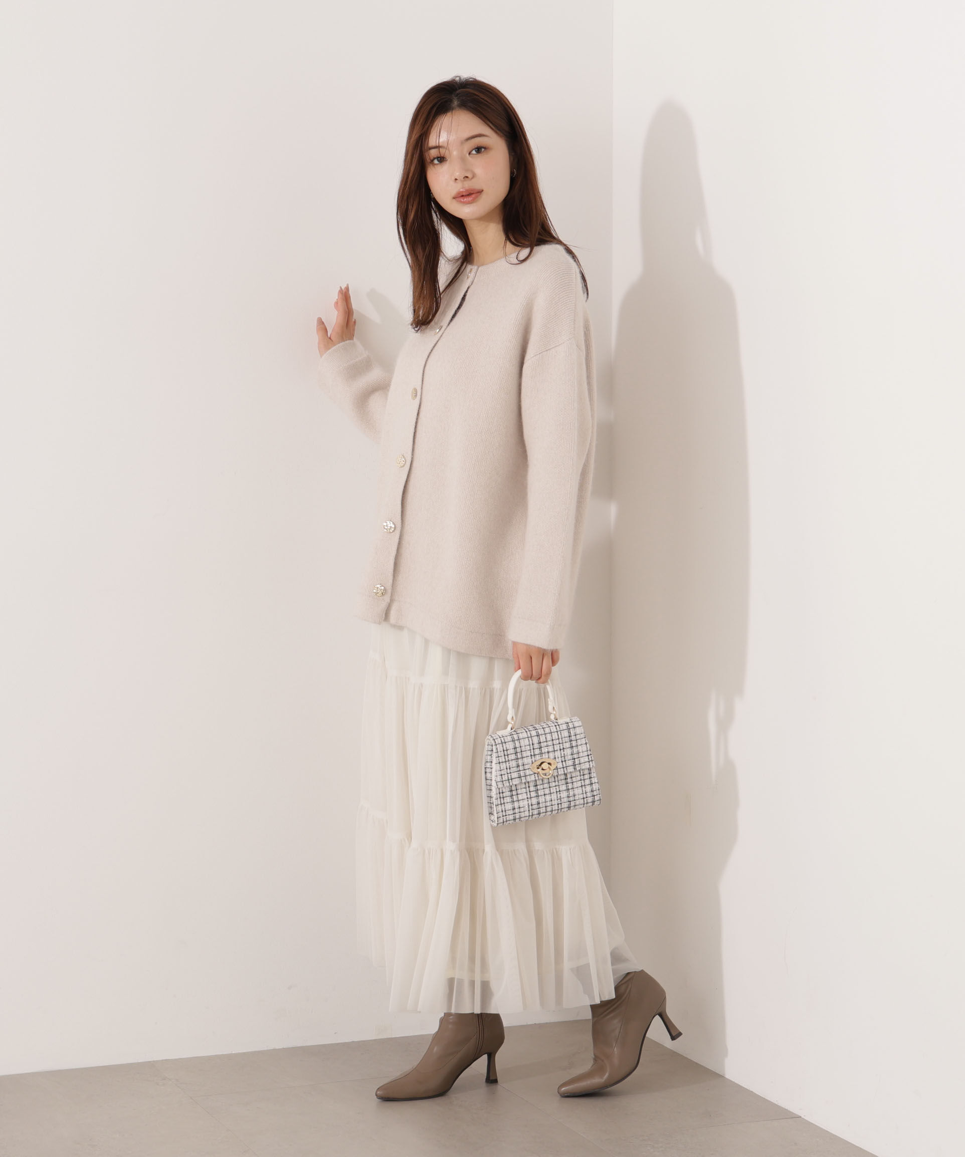 PROPORTION BODY DRESSING「FOX混ダブルフェイスニットカーディガン 25AW」|カーディガン|