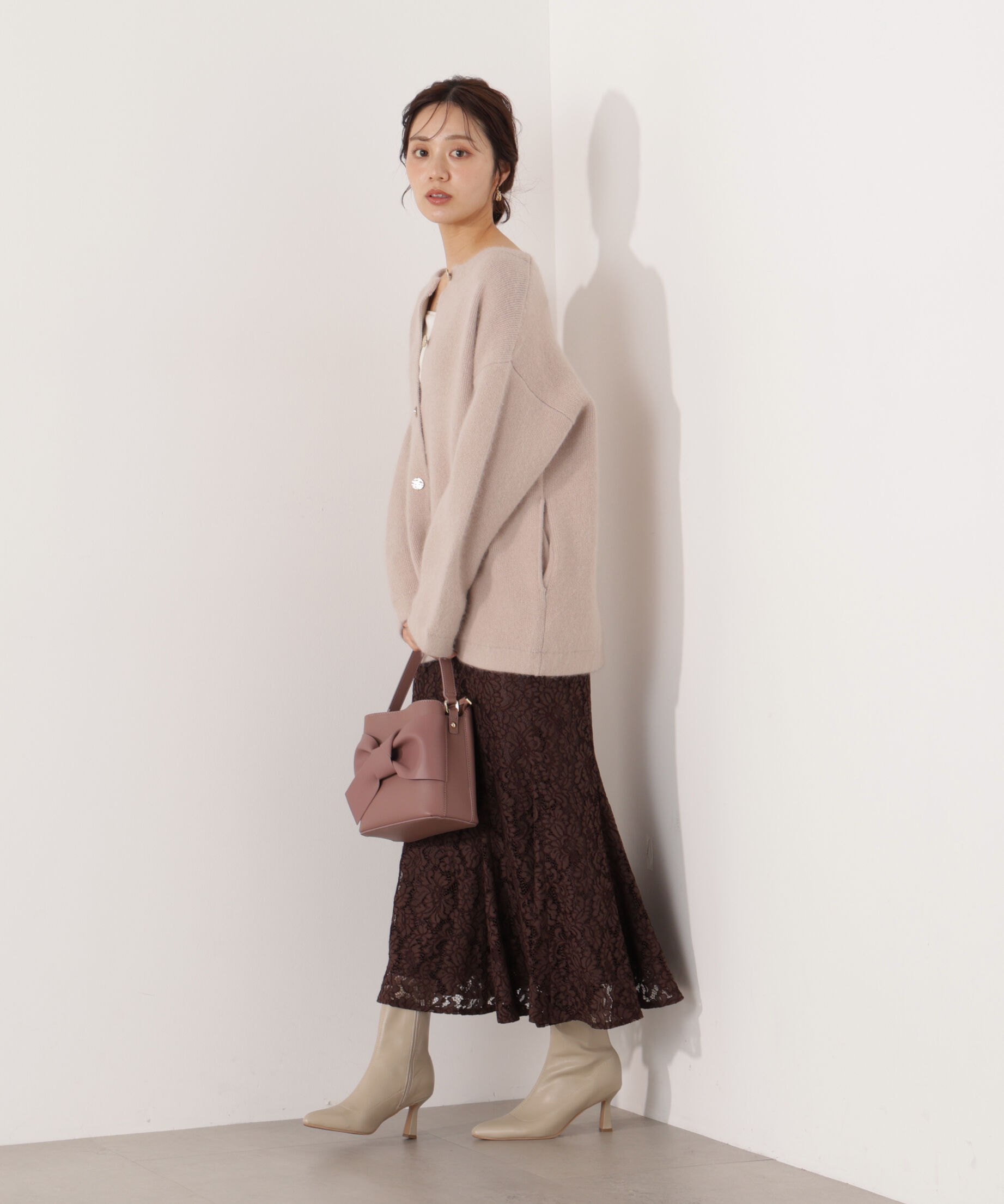 PROPORTION BODY DRESSING「FOX混ダブルフェイスニットカーディガン 25AW」|カーディガン|