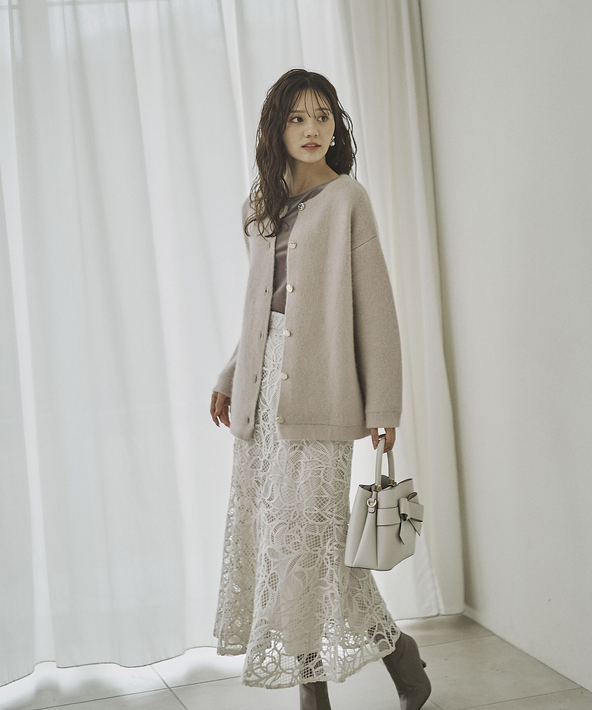 PROPORTION BODY DRESSING「FOX混ダブルフェイスニットカーディガン 25AW」|カーディガン|