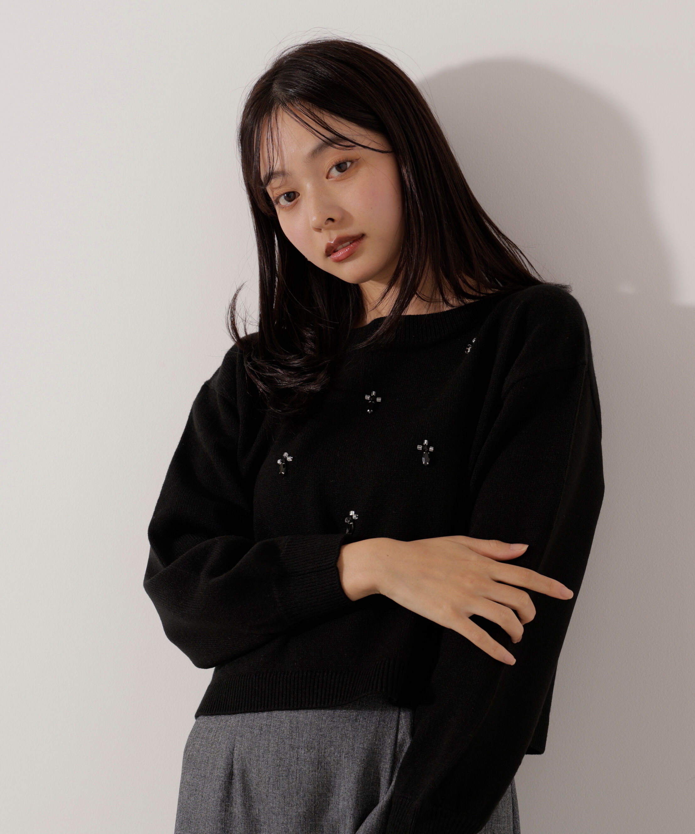 PROPORTION BODY DRESSING「ビジュー付きボックスニット」|ニット・セーター|