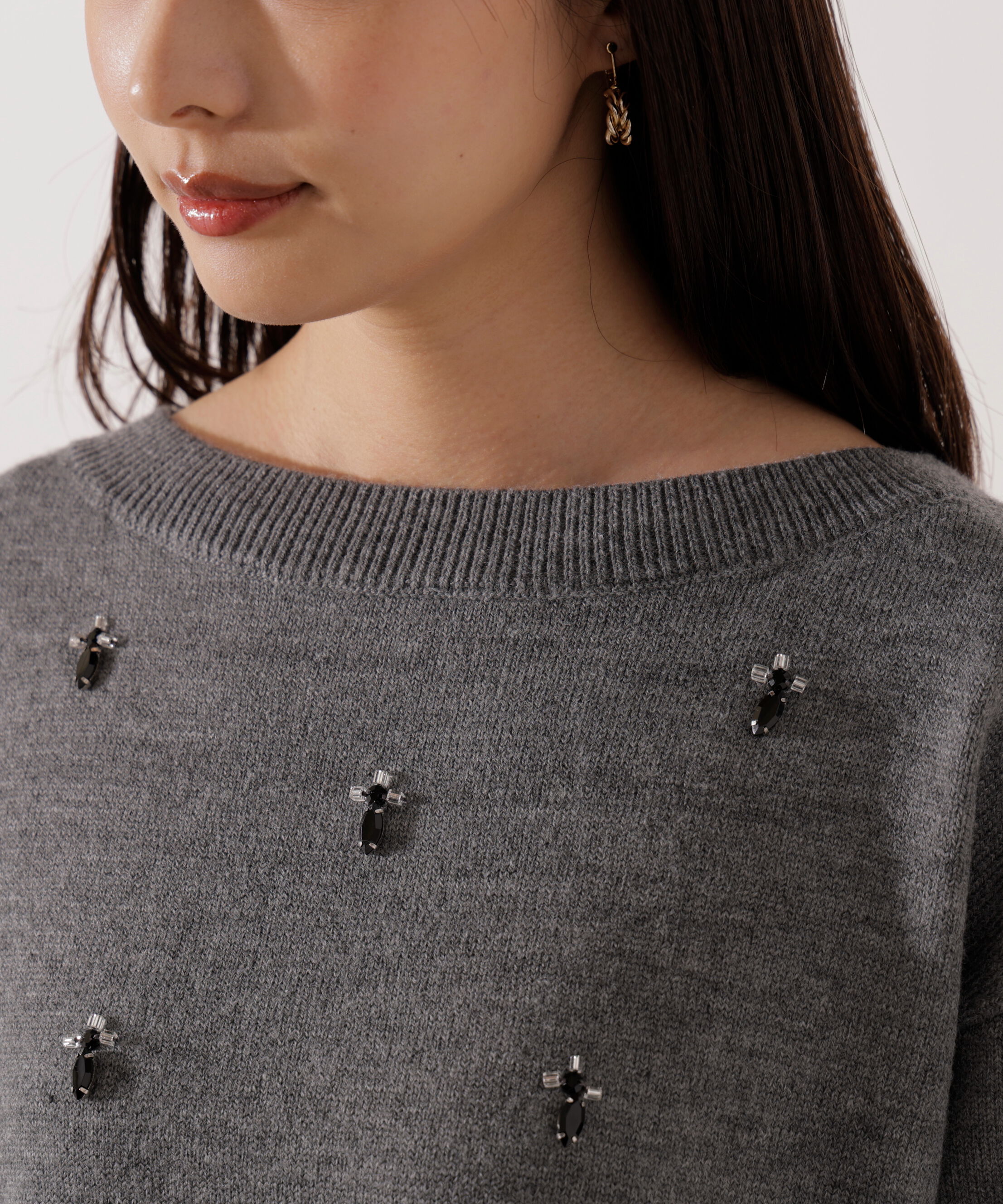 PROPORTION BODY DRESSING「ビジュー付きボックスニット」|ニット・セーター|