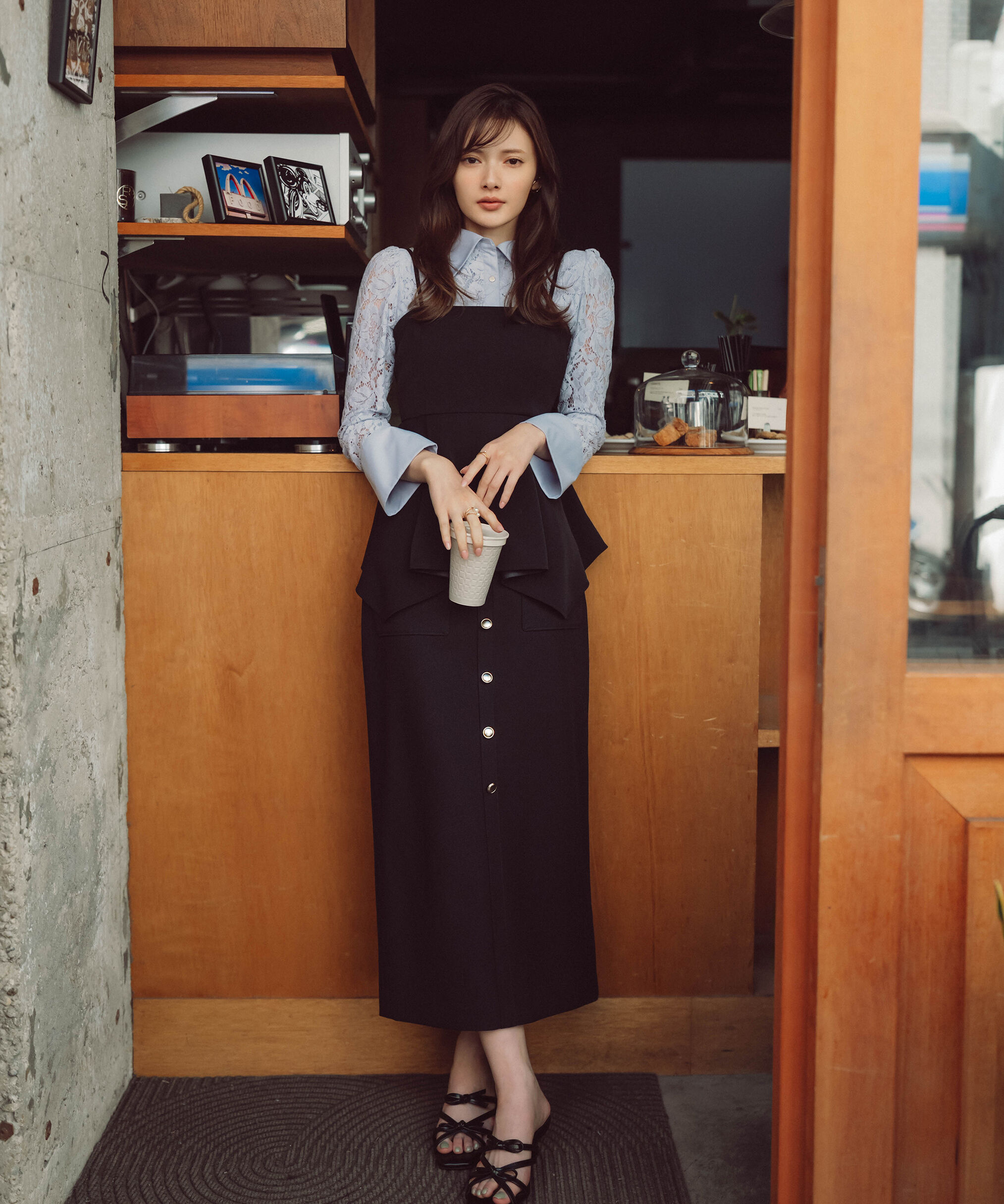 PROPORTION BODY DRESSING「フロント釦ナロースカート　26SS」|スカート|ブラック