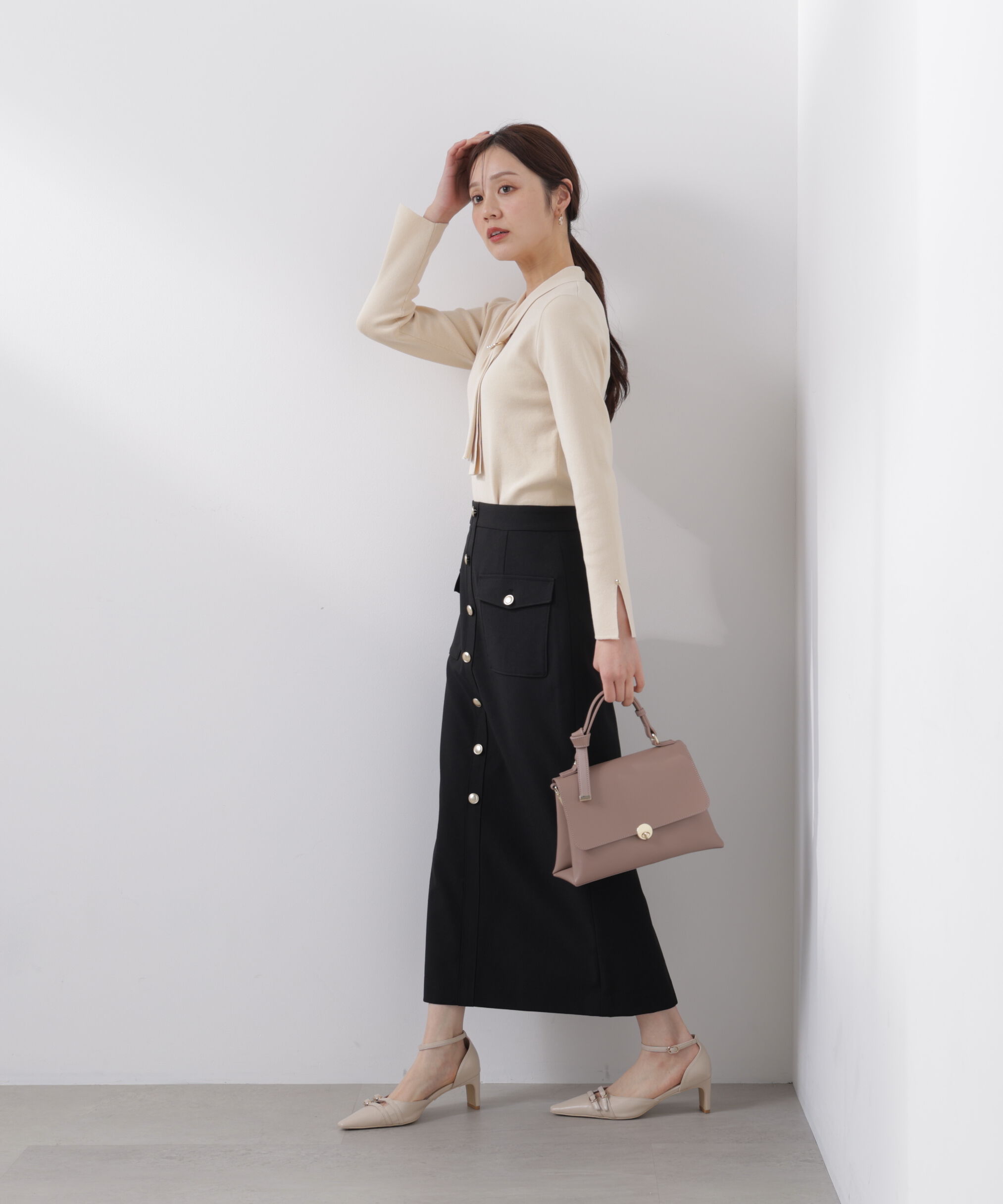 PROPORTION BODY DRESSING「フロント釦ナロースカート　26SS」|スカート|