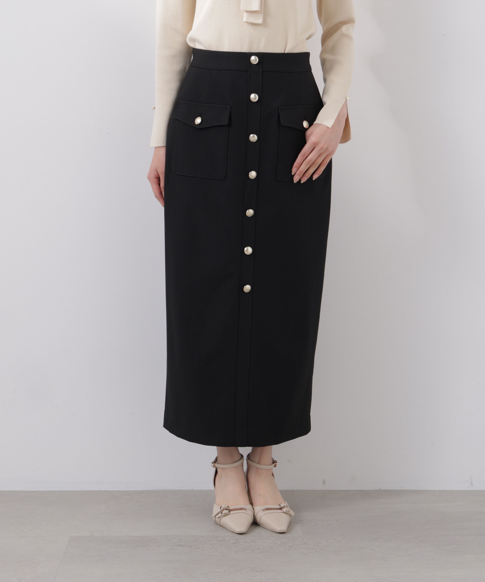 PROPORTION BODY DRESSING「フロント釦ナロースカート　26SS」|スカート|