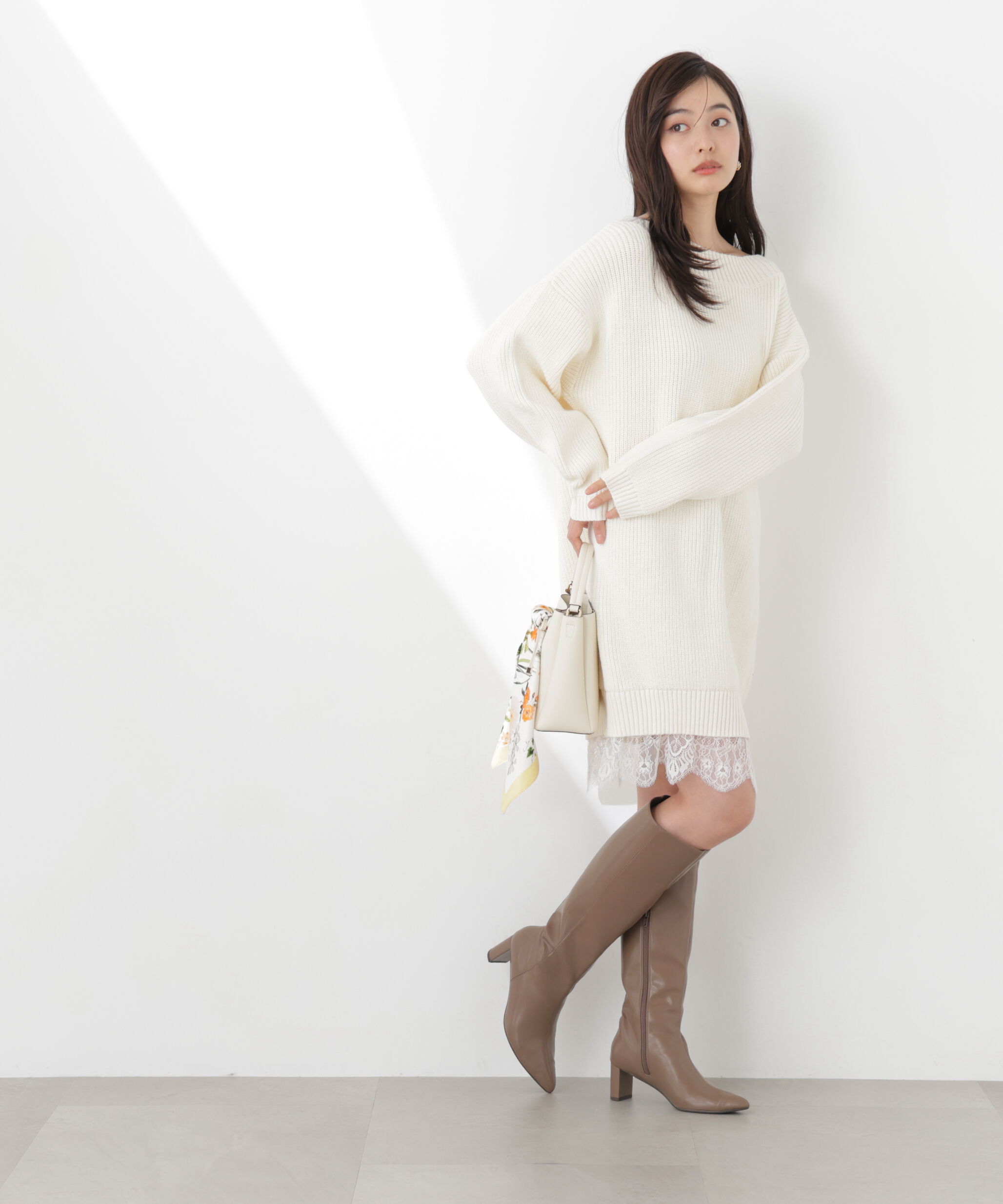 PROPORTION BODY DRESSING「《EDIT COLOGNE》スプリングレースレイヤード風ニットワンピース　26SS」|ワンピース|