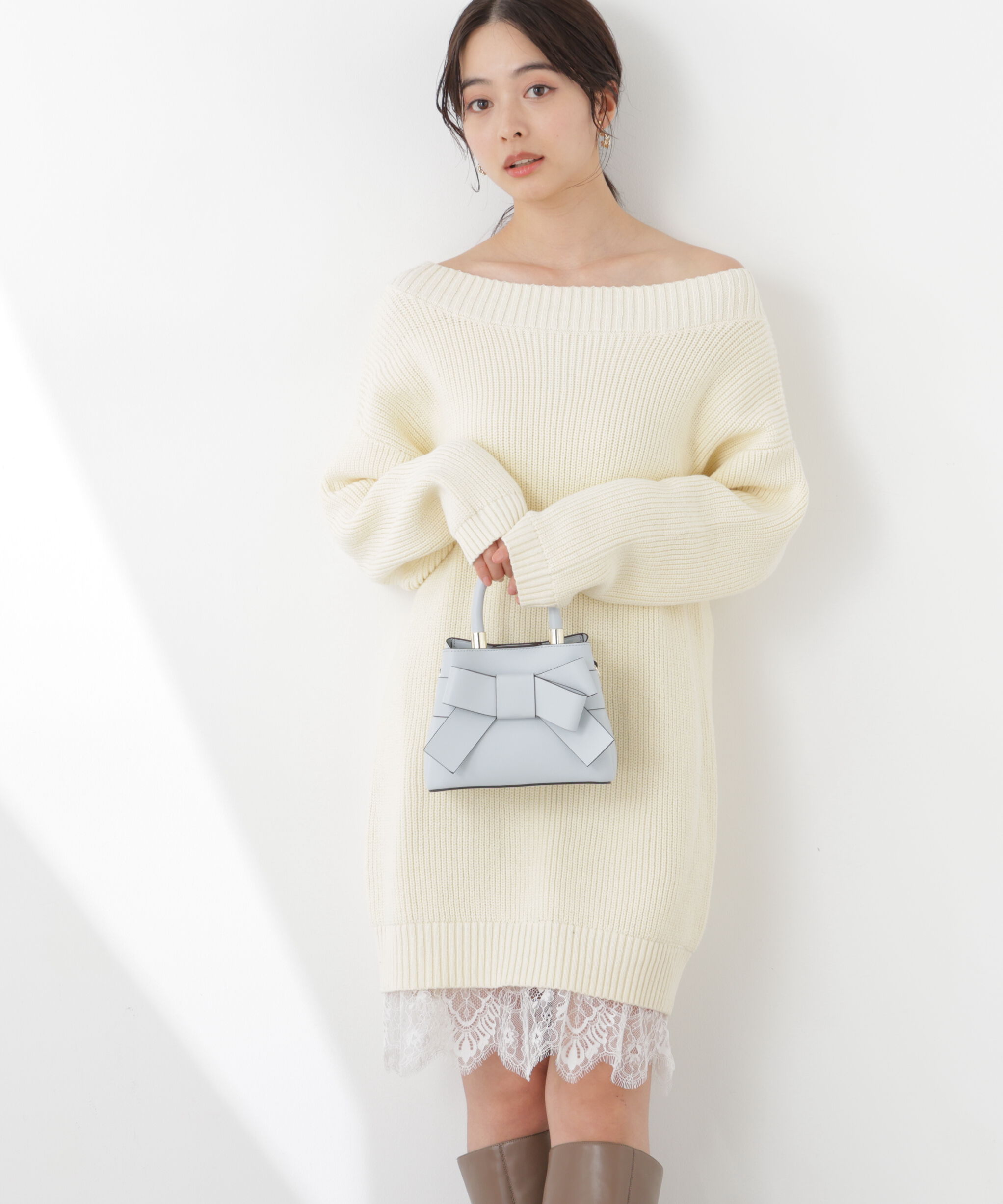 PROPORTION BODY DRESSING「《EDIT COLOGNE》スプリングレースレイヤード風ニットワンピース　26SS」|ワンピース|