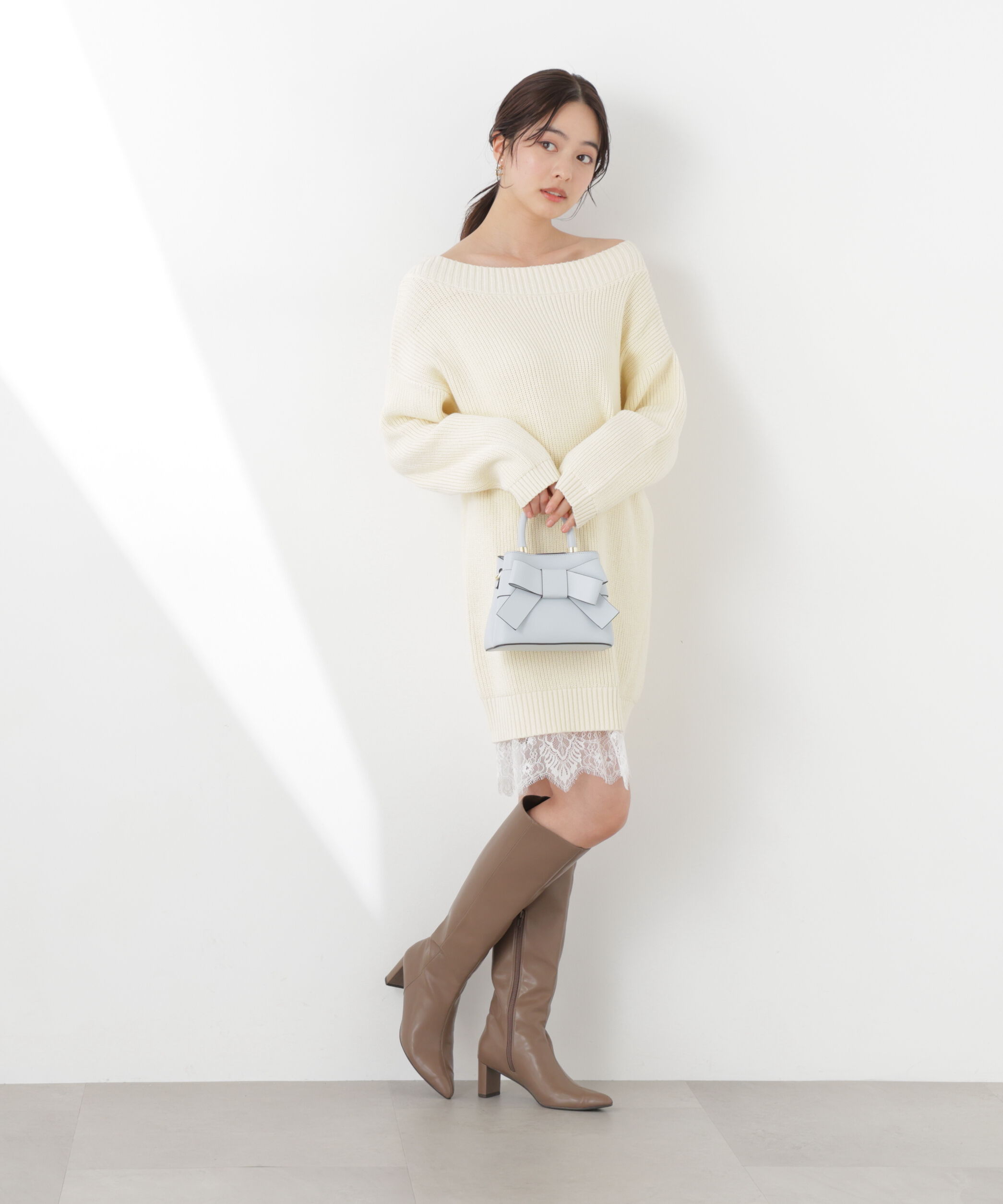 PROPORTION BODY DRESSING「《EDIT COLOGNE》スプリングレースレイヤード風ニットワンピース　26SS」|ワンピース|