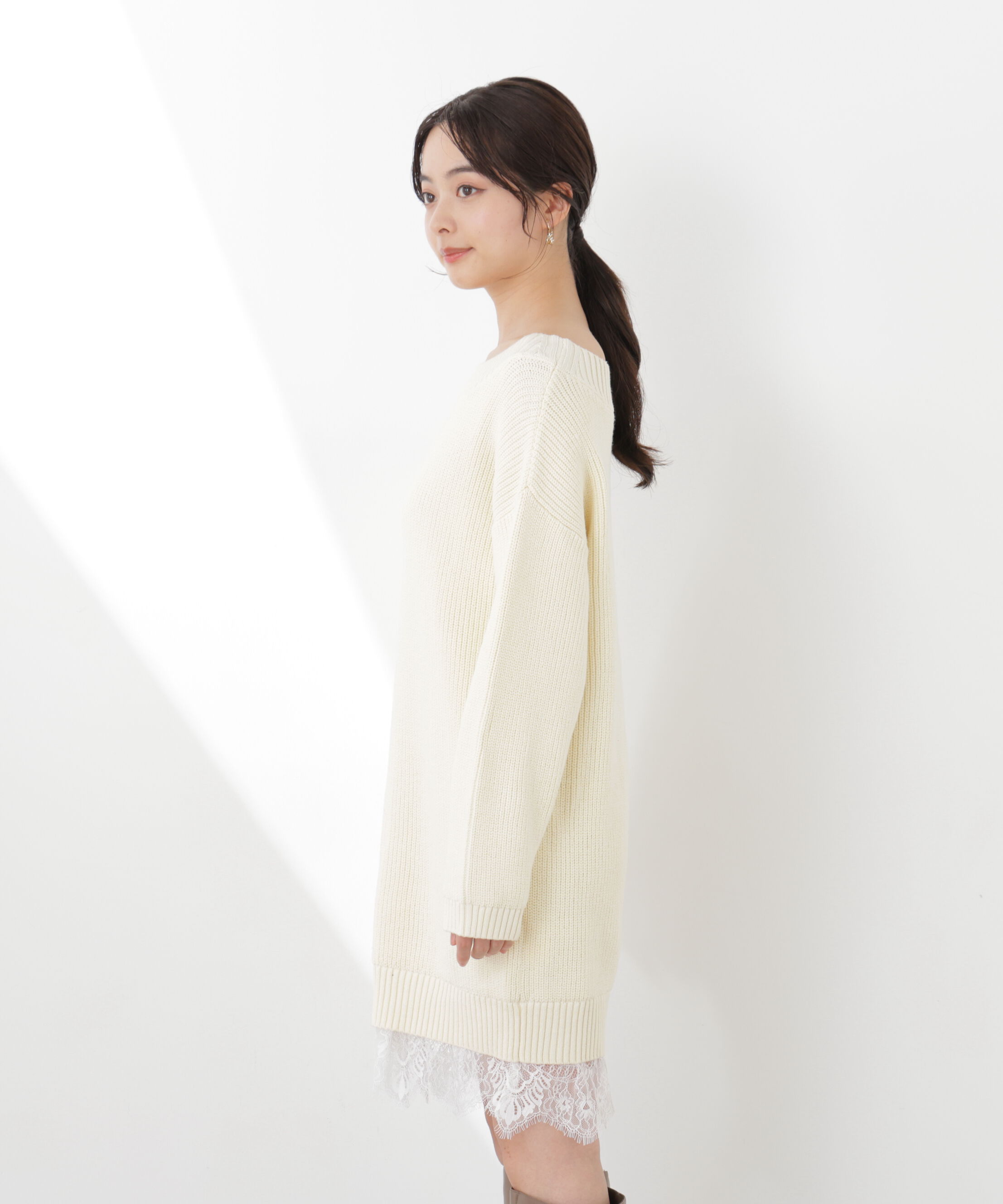 PROPORTION BODY DRESSING「《EDIT COLOGNE》スプリングレースレイヤード風ニットワンピース　26SS」|ワンピース|