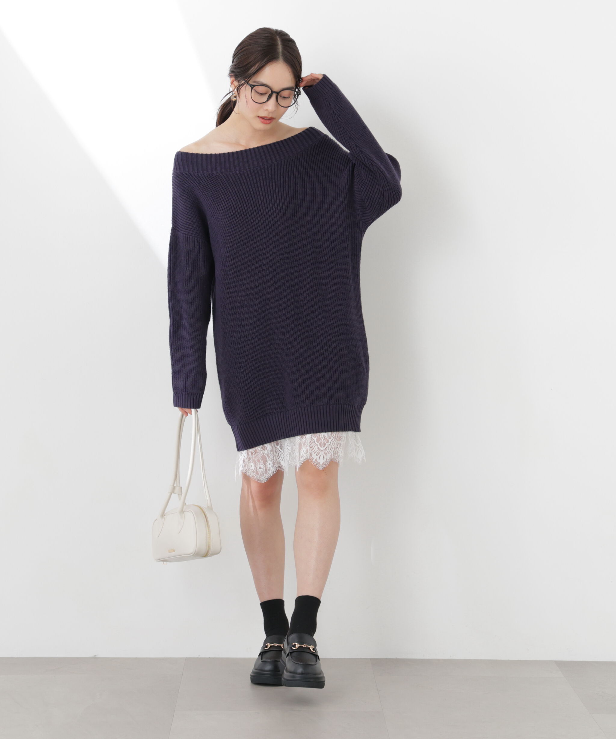 PROPORTION BODY DRESSING「《EDIT COLOGNE》スプリングレースレイヤード風ニットワンピース　26SS」|ワンピース|
