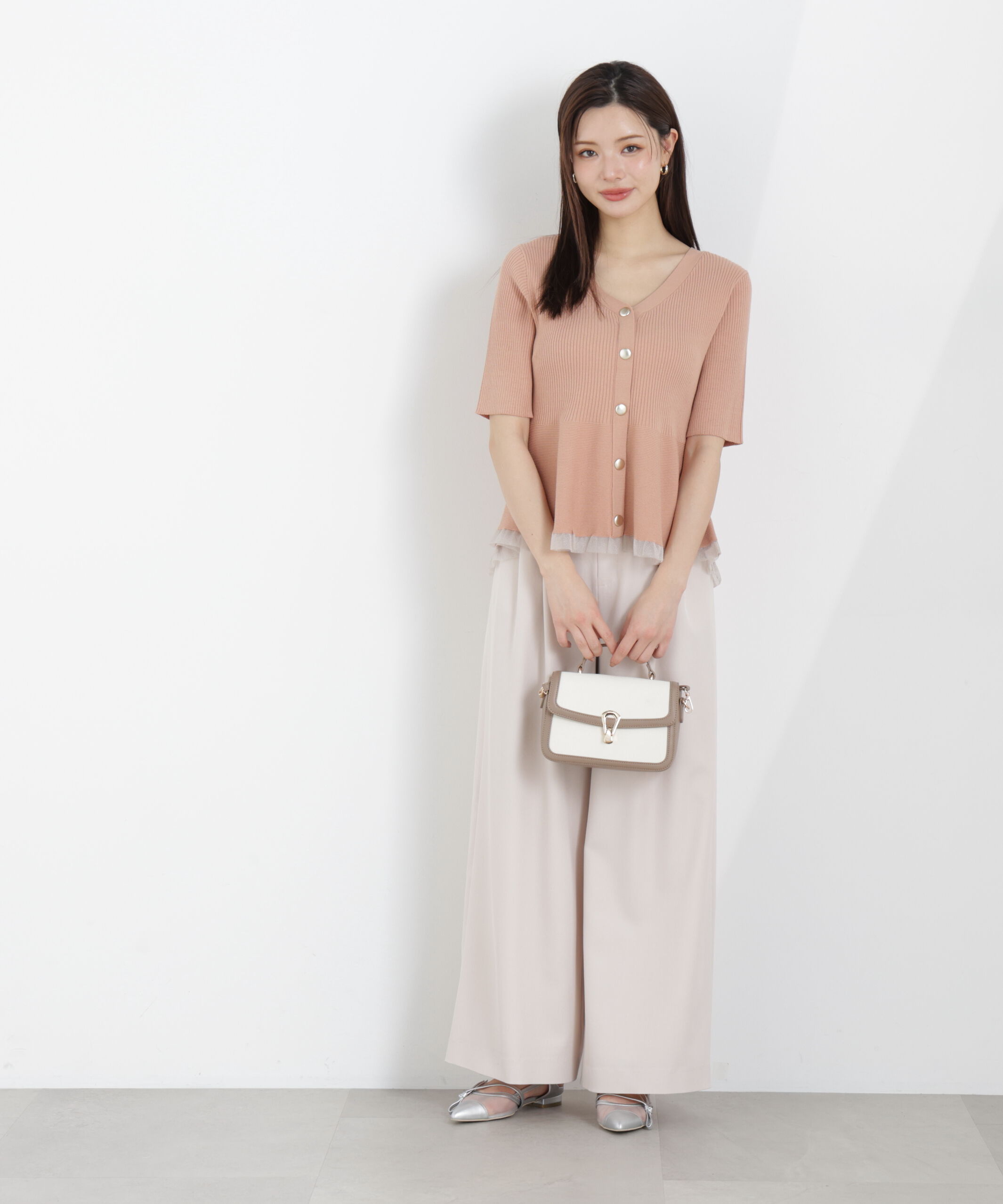 PROPORTION BODY DRESSING「部分シアーペプラムニット　26SS」|ニット・セーター|