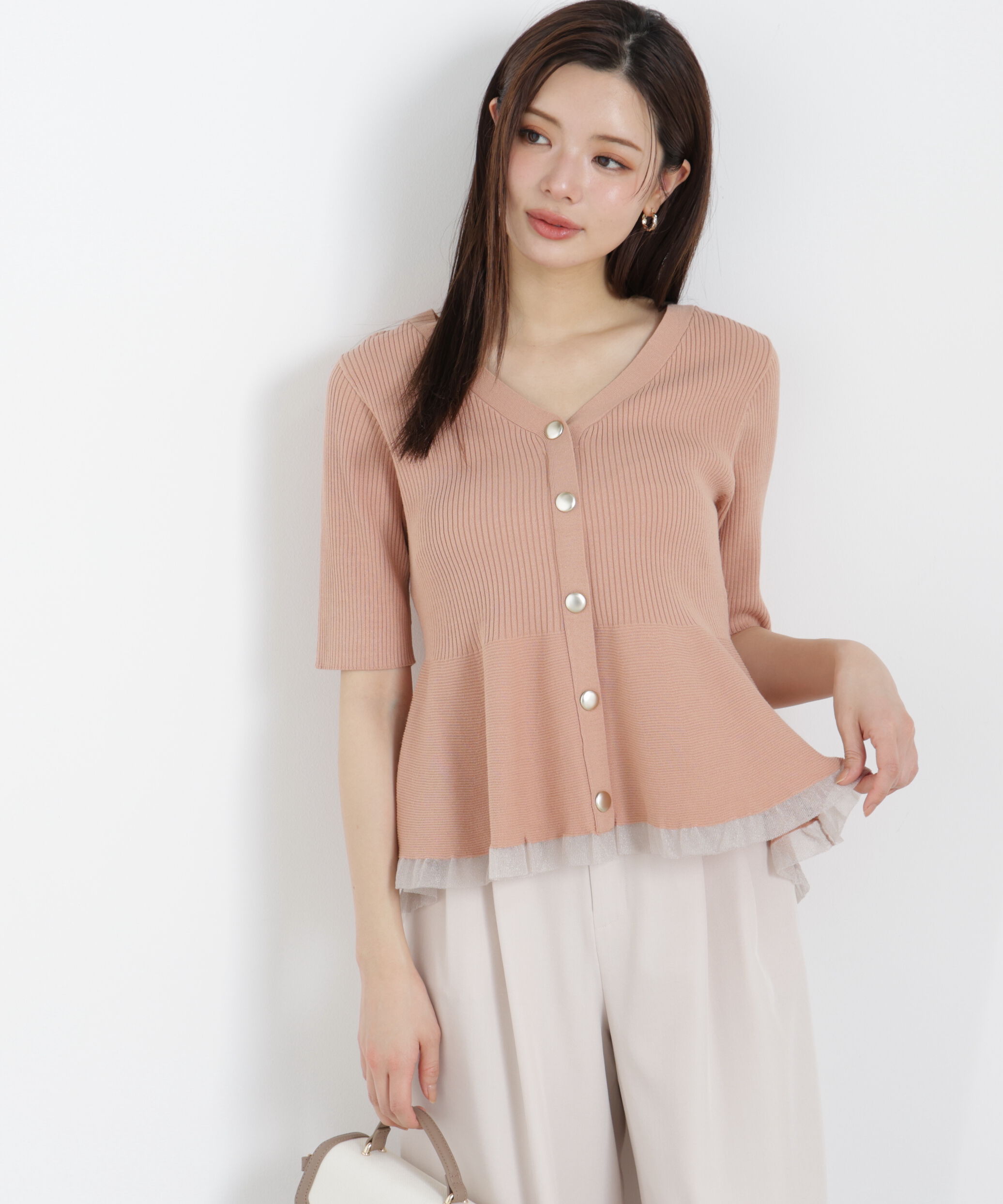 PROPORTION BODY DRESSING「部分シアーペプラムニット　26SS」|ニット・セーター|