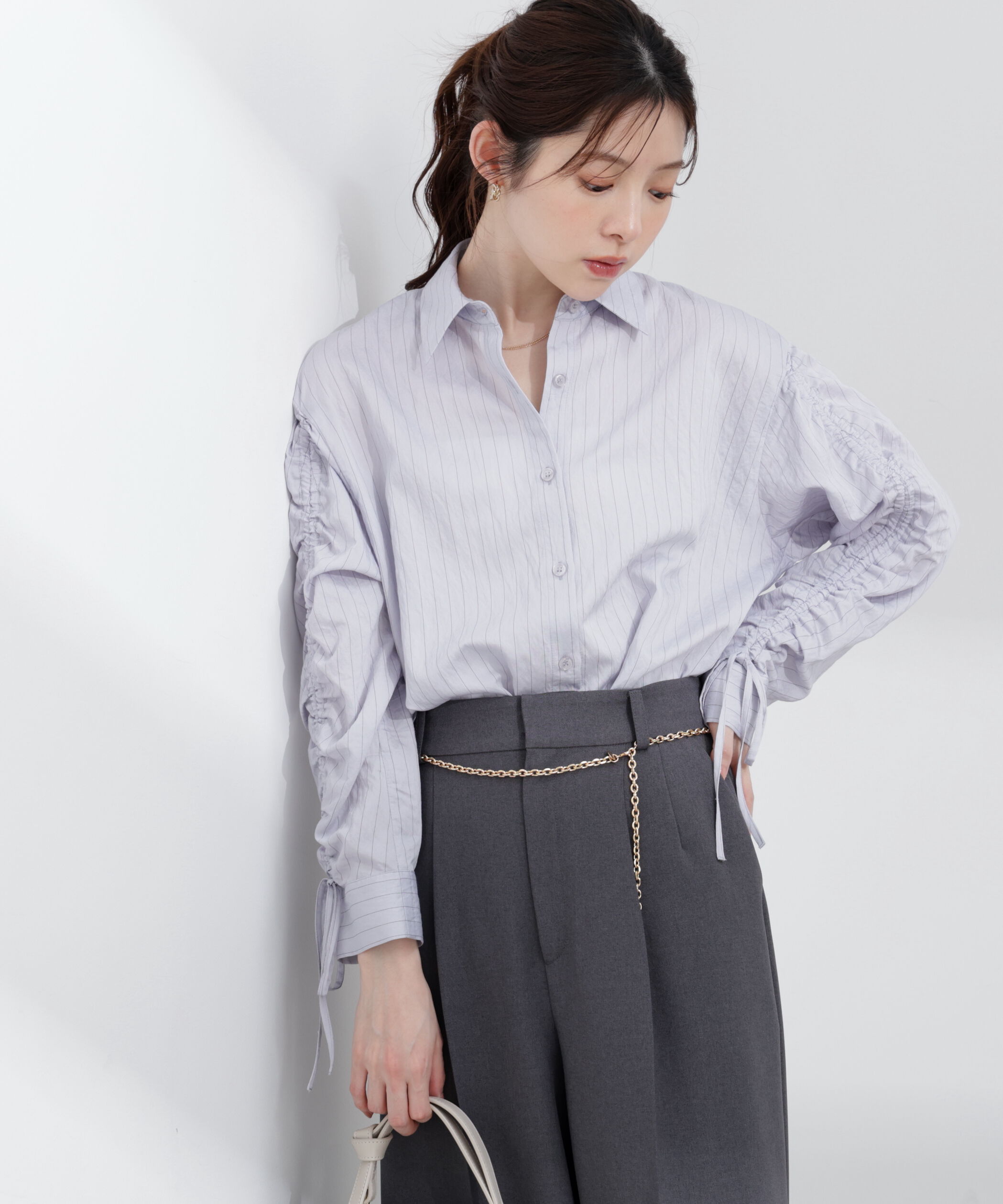 PROPORTION BODY DRESSING「〈a/mie〉ドロストスリーブシャツ 26SS」|シャツ・ブラウス|