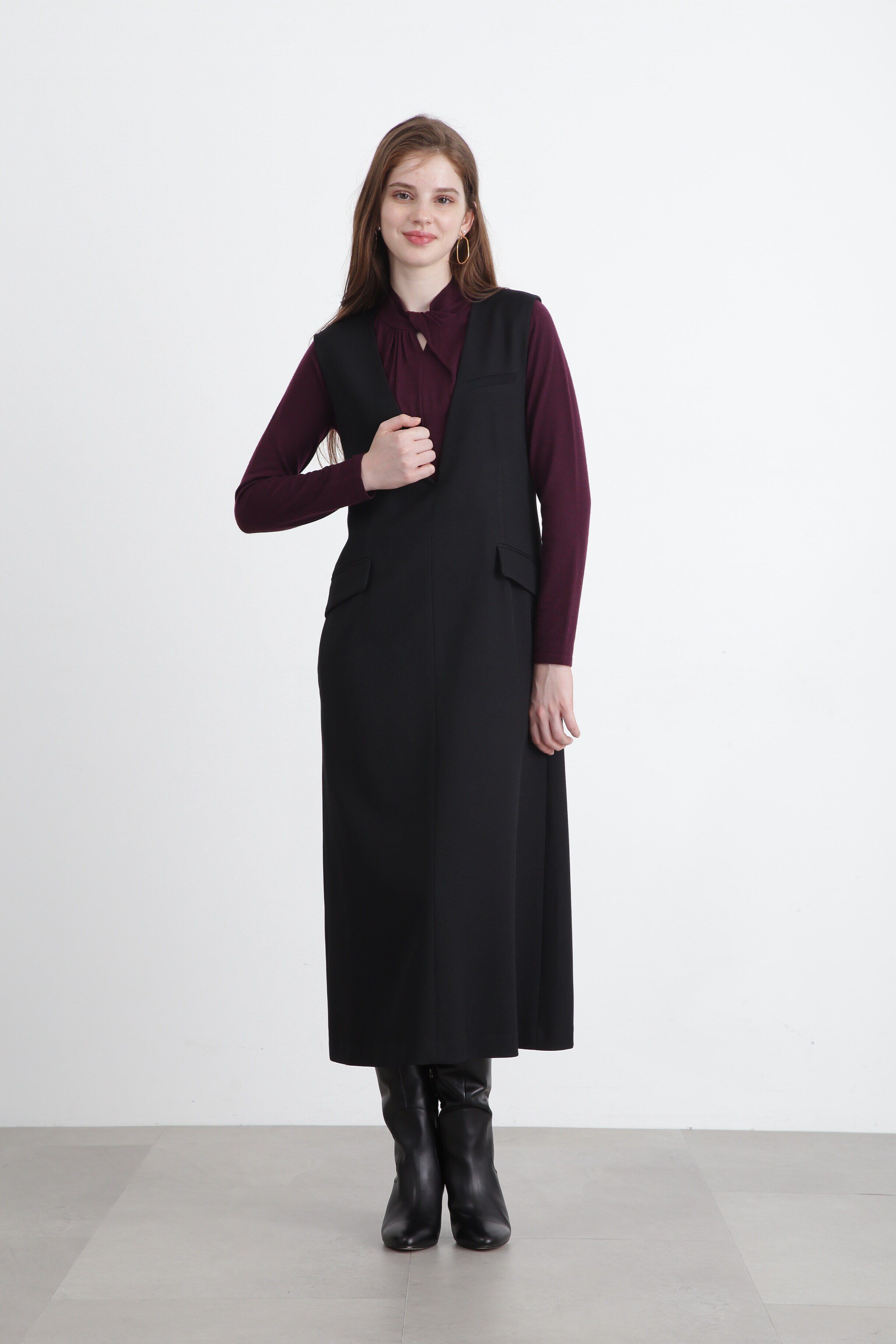  「◆タックネックニットプルオーバー」|ニット・セーター|