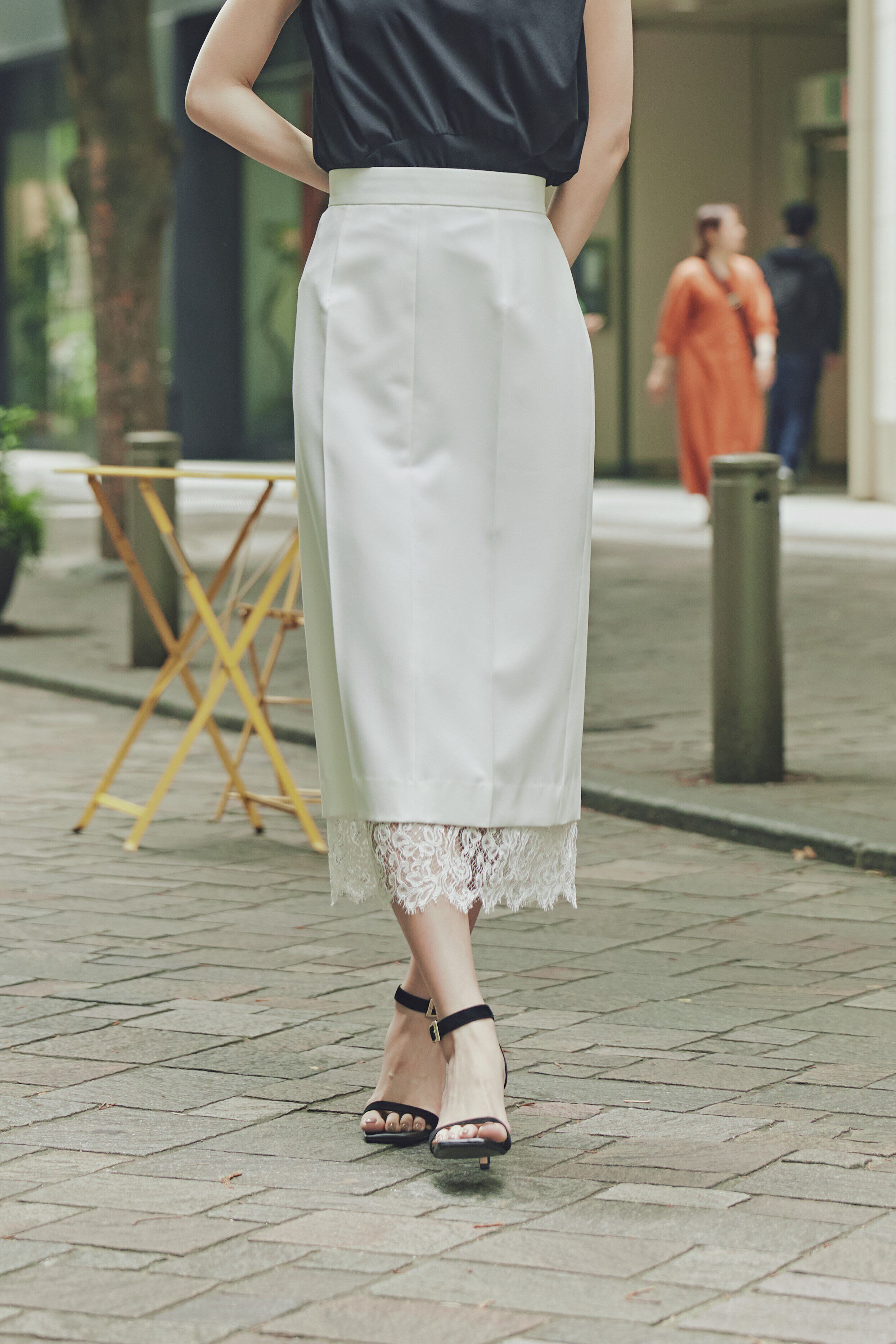  「[URBAN PRECIOUS]レースコンビスカート」|スカート|ホワイト