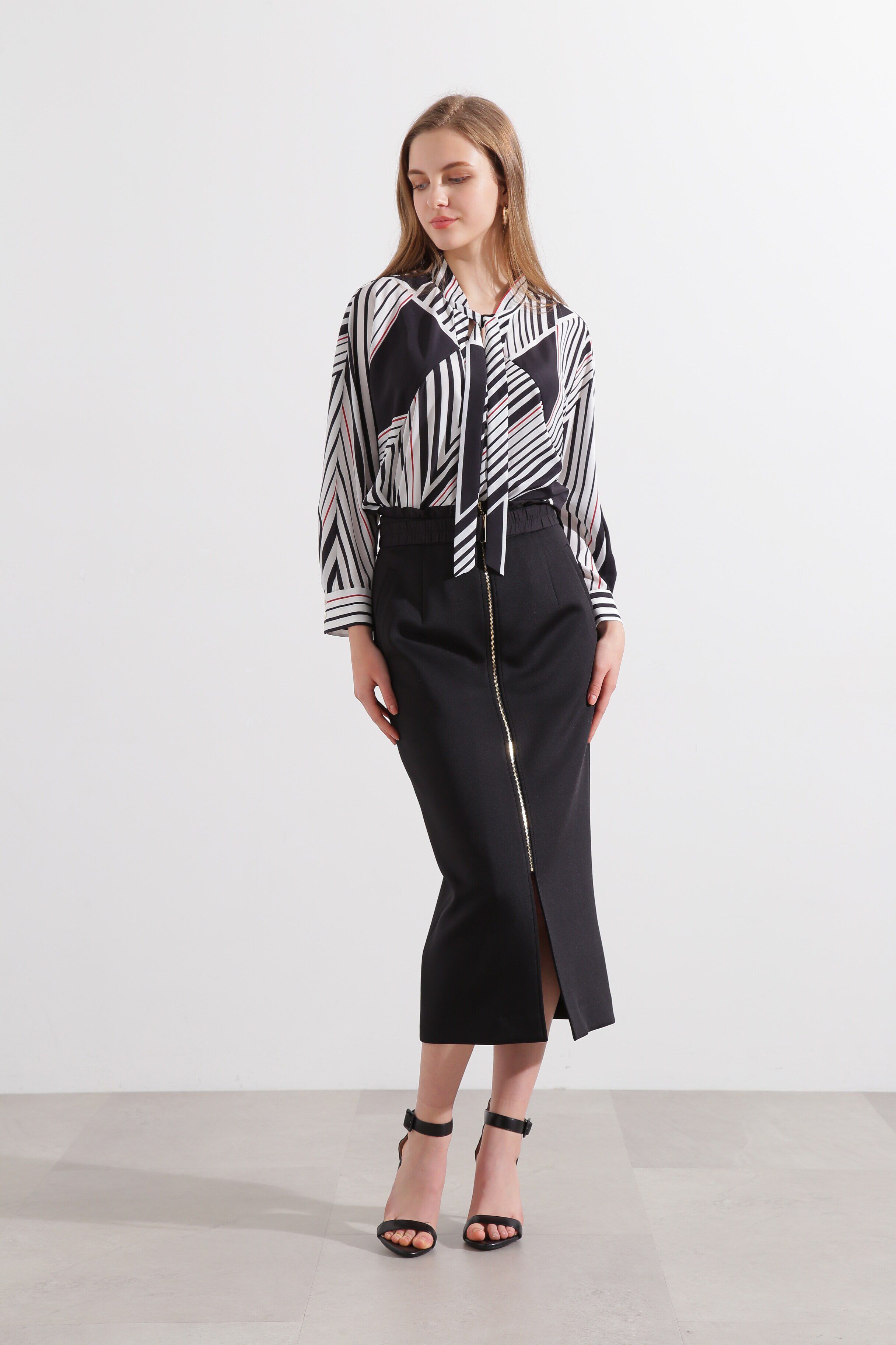  「◆トライアングルボーダープリントブラウス」|シャツ・ブラウス|