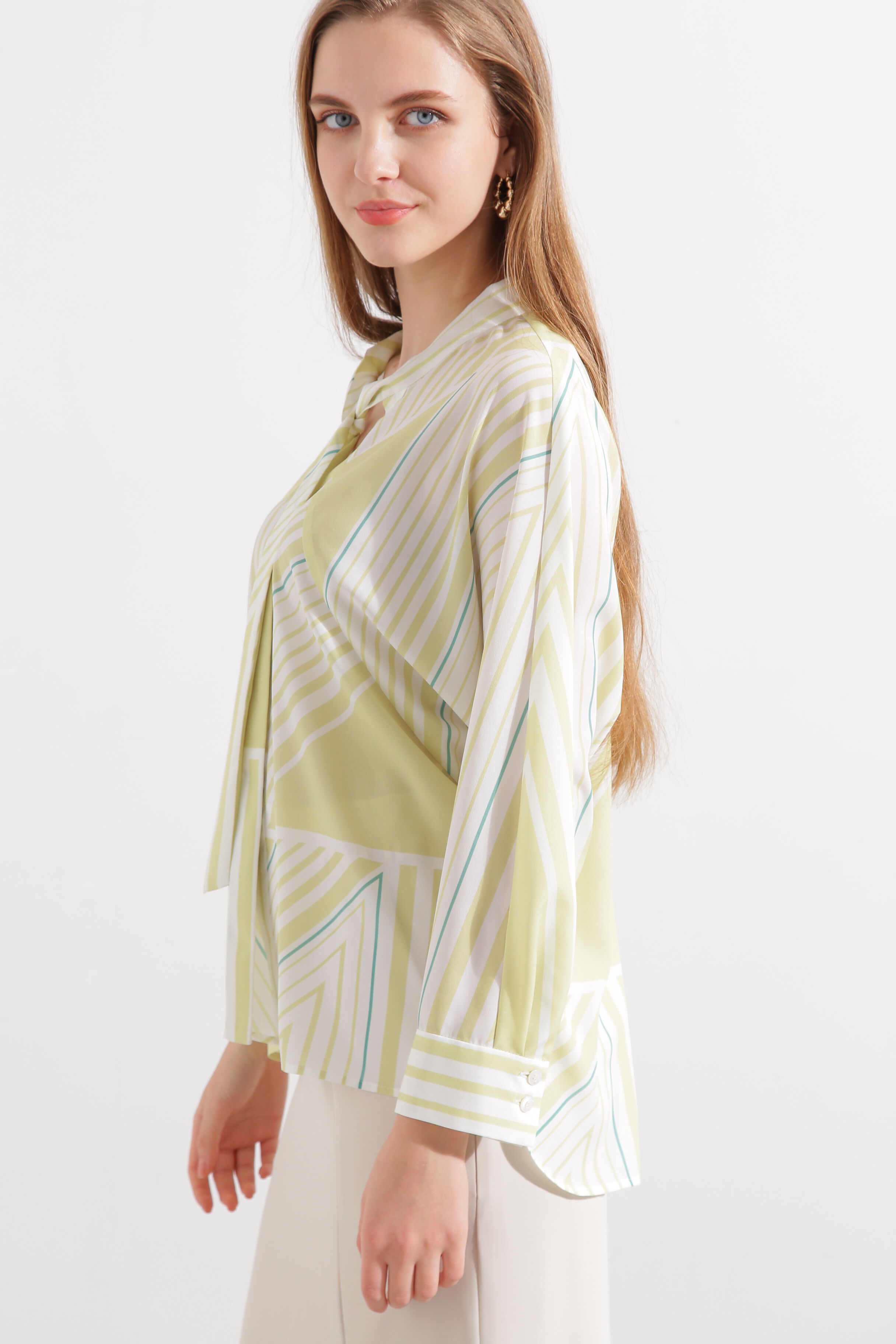  「◆トライアングルボーダープリントブラウス」|シャツ・ブラウス|