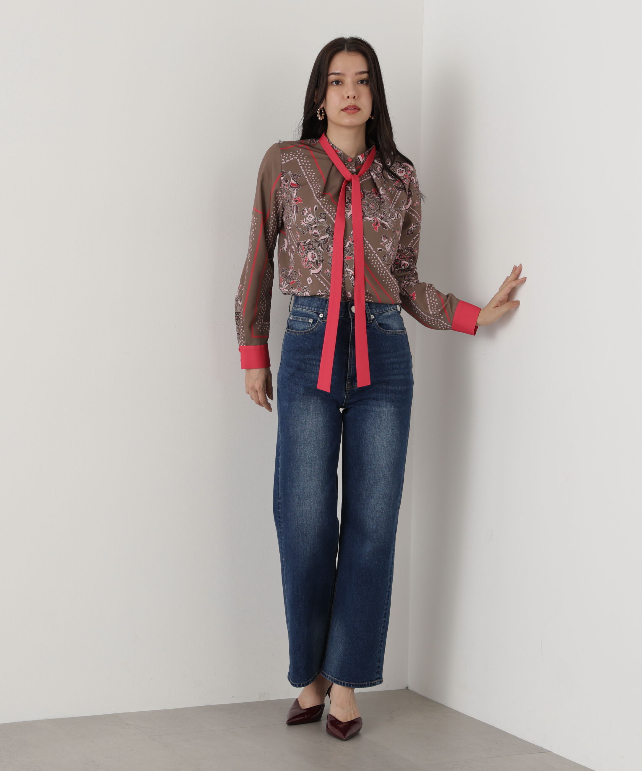  「◆フローラルスカーフプリントブラウス」|シャツ・ブラウス|