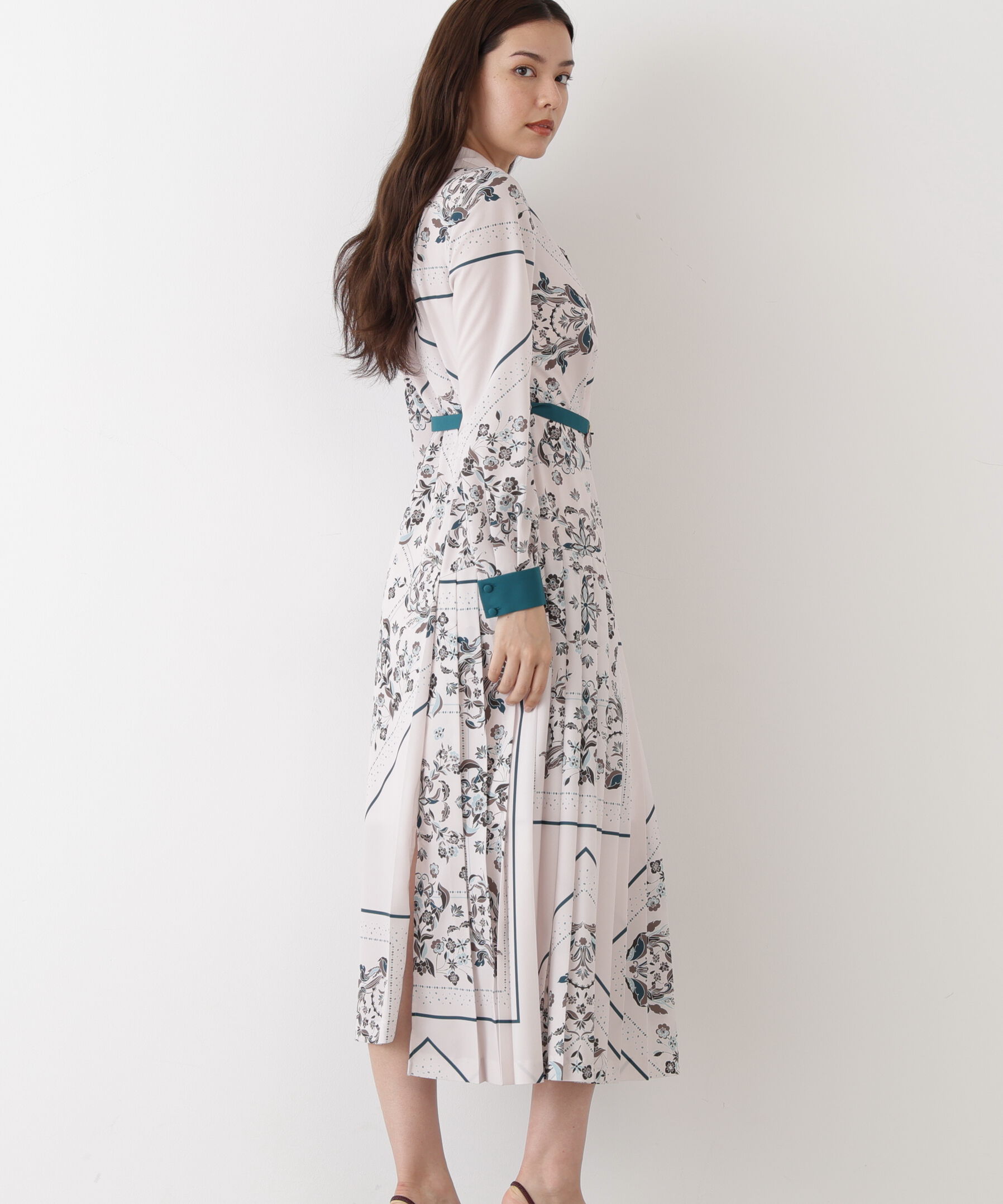  「◆フローラルスカーフプリントワンピース」|ワンピース|