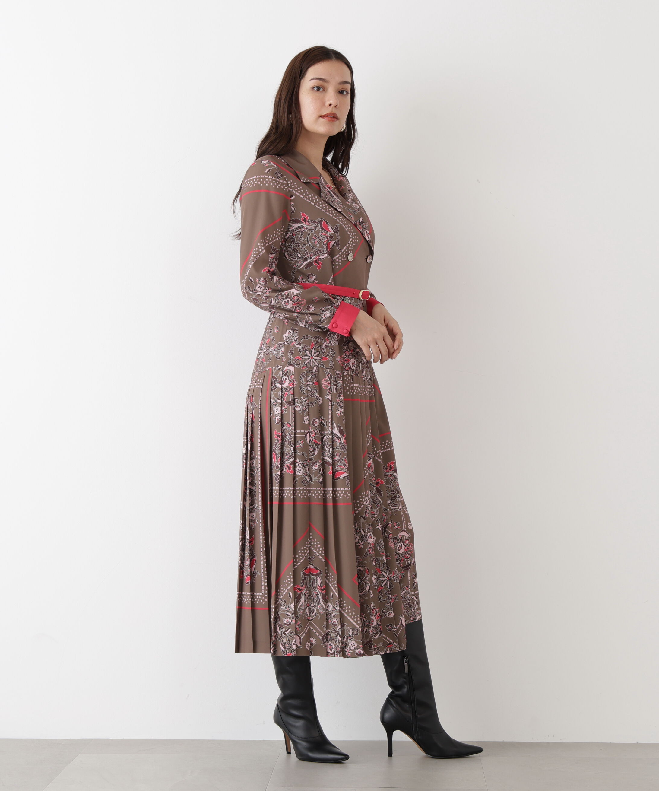  「◆フローラルスカーフプリントワンピース」|ワンピース|