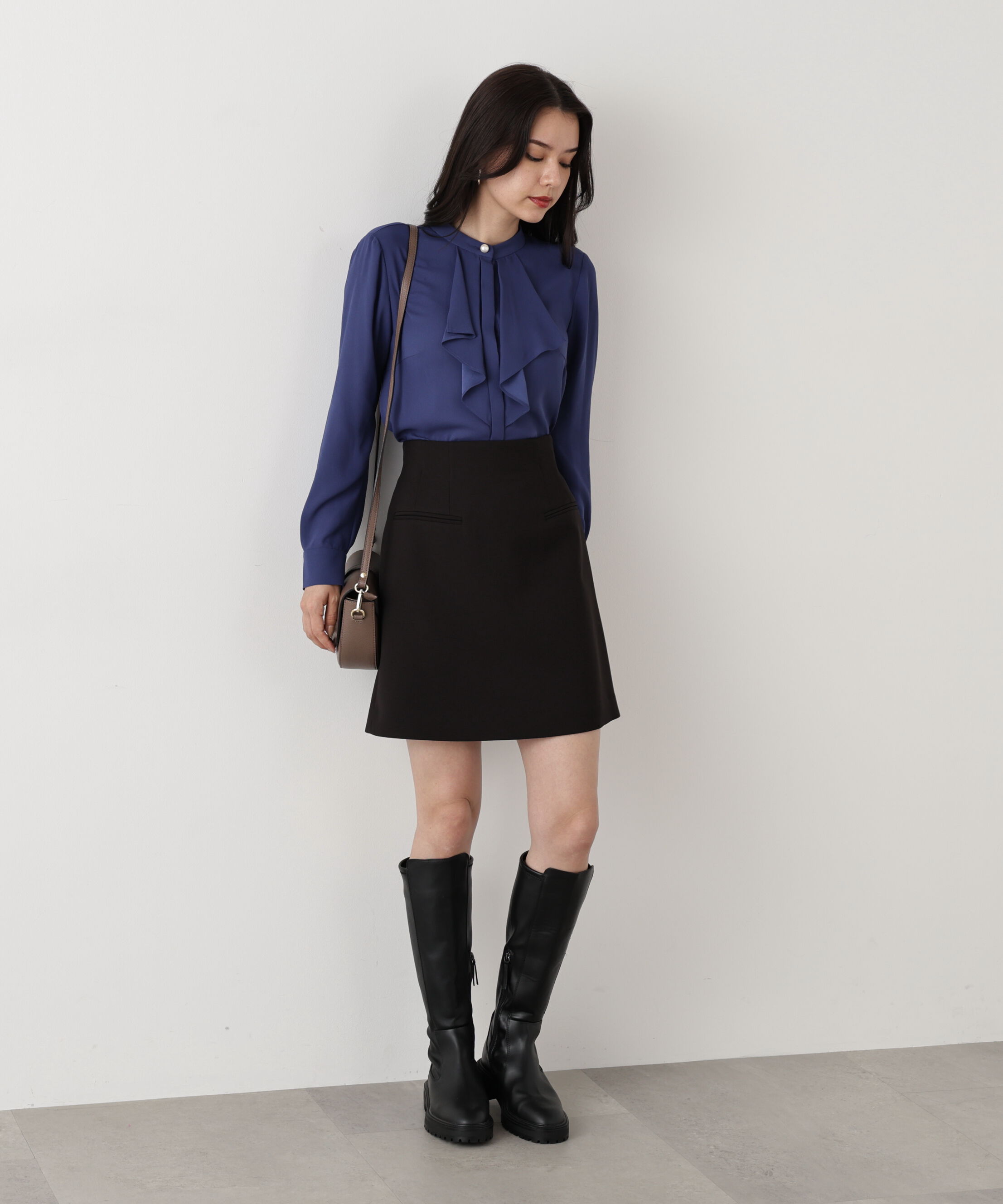  「◆フロントラッフルパール釦ブラウス」|シャツ・ブラウス|