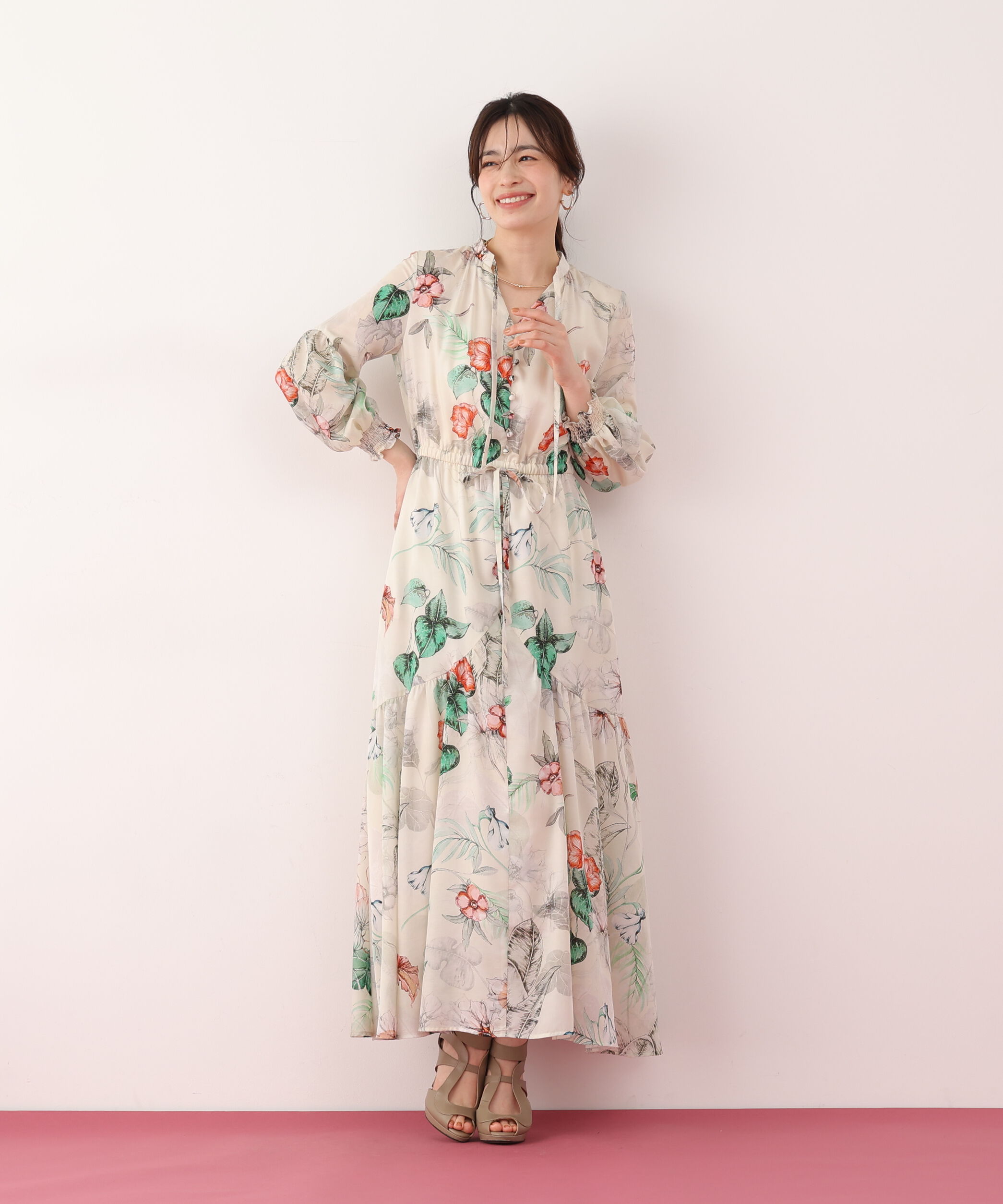  「ボタニカルアートプリントワンピース」|ワンピース|