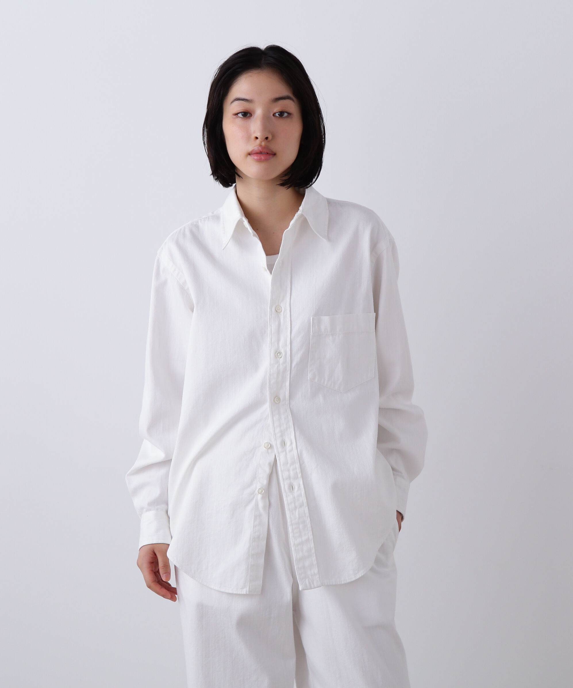 YLEVE 「Ｙ / ORGANIC COTTON LIGHT DENIM SHIRT」|シャツ・ブラウス|ホワイト