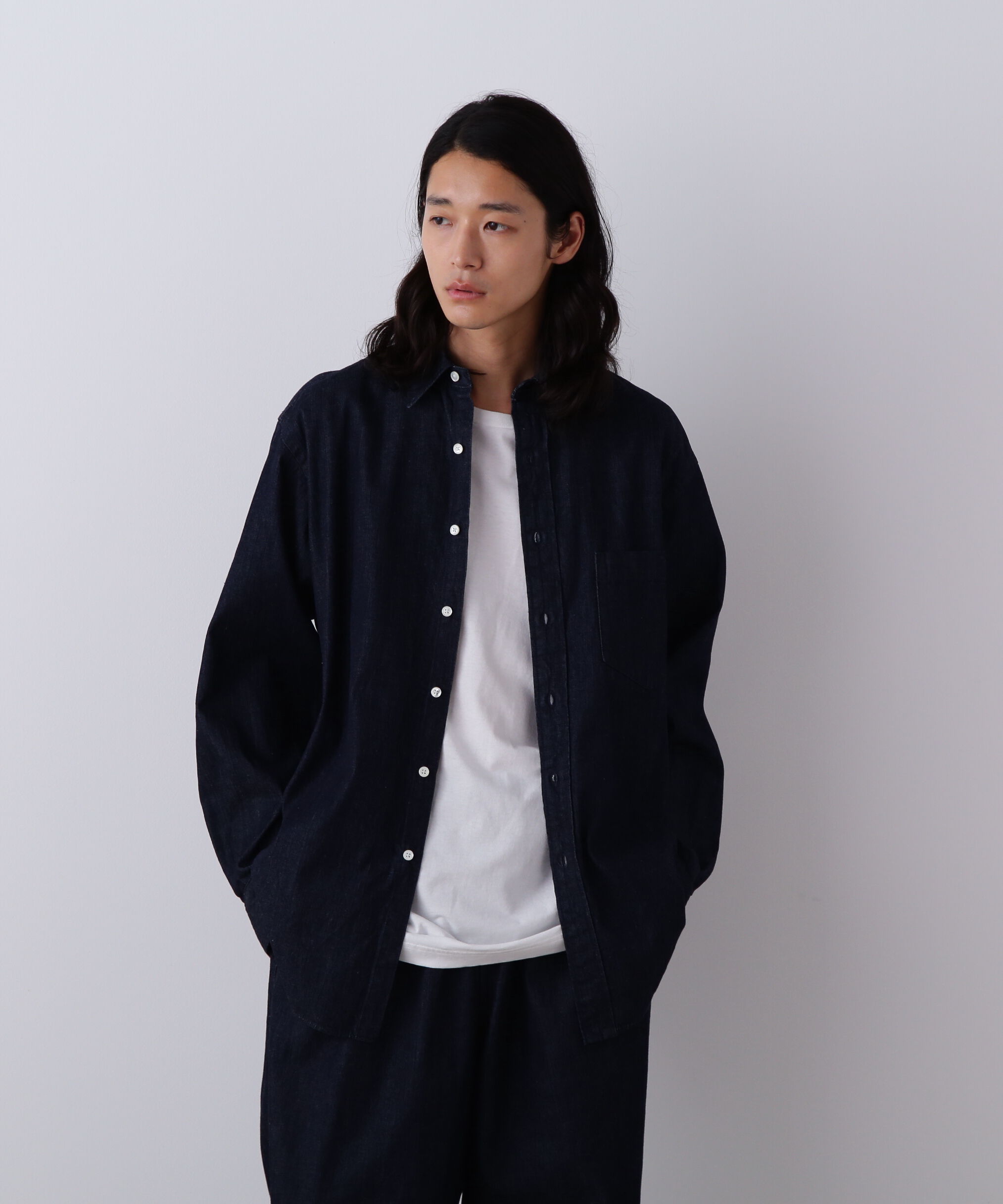 YLEVE 「Ｙ / ORGANIC COTTON LIGHT DENIM SHIRT」|シャツ・ブラウス|ネイビー