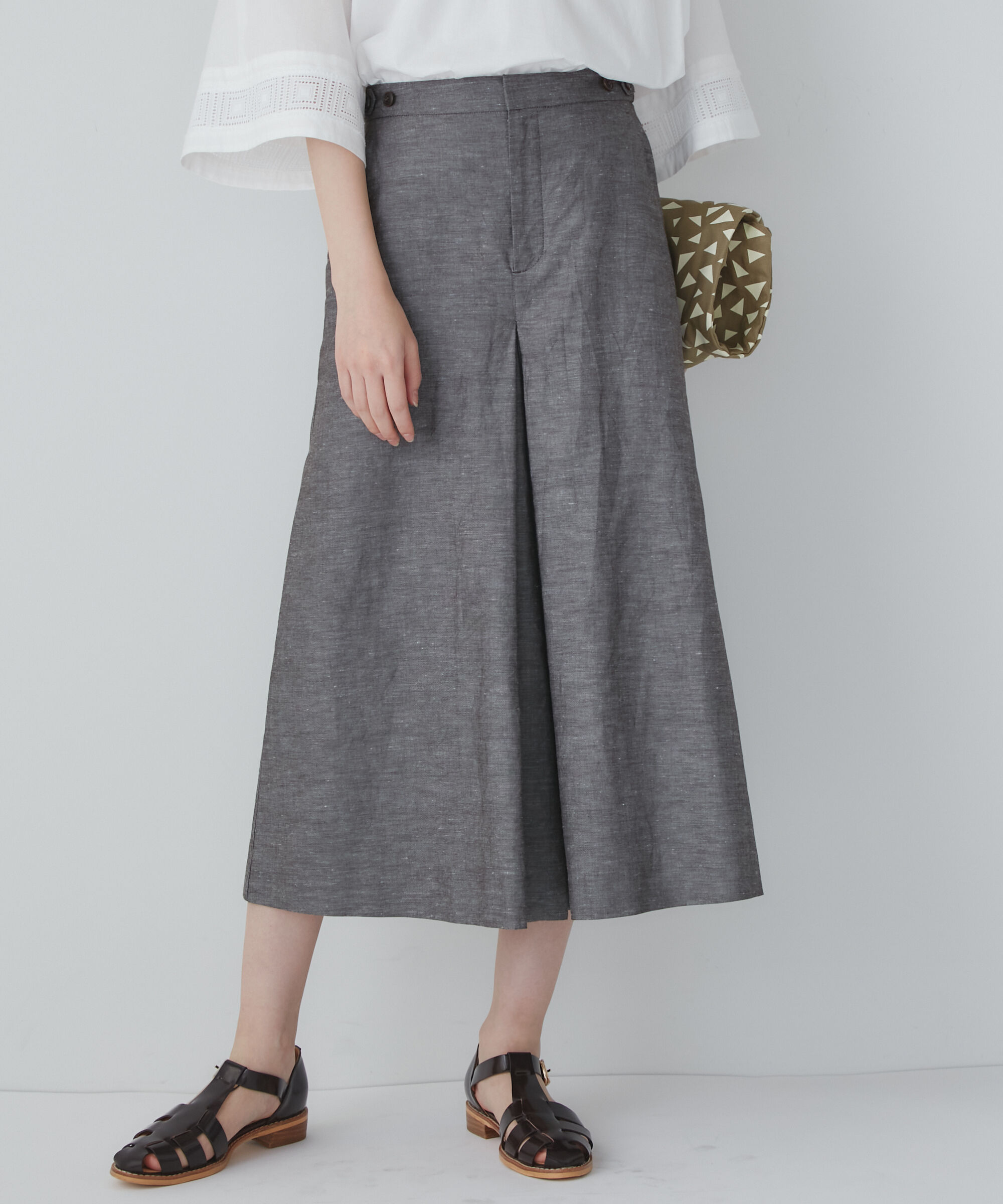  「◆綿麻シャンブレースカーチョ」|スカート|ブラウン