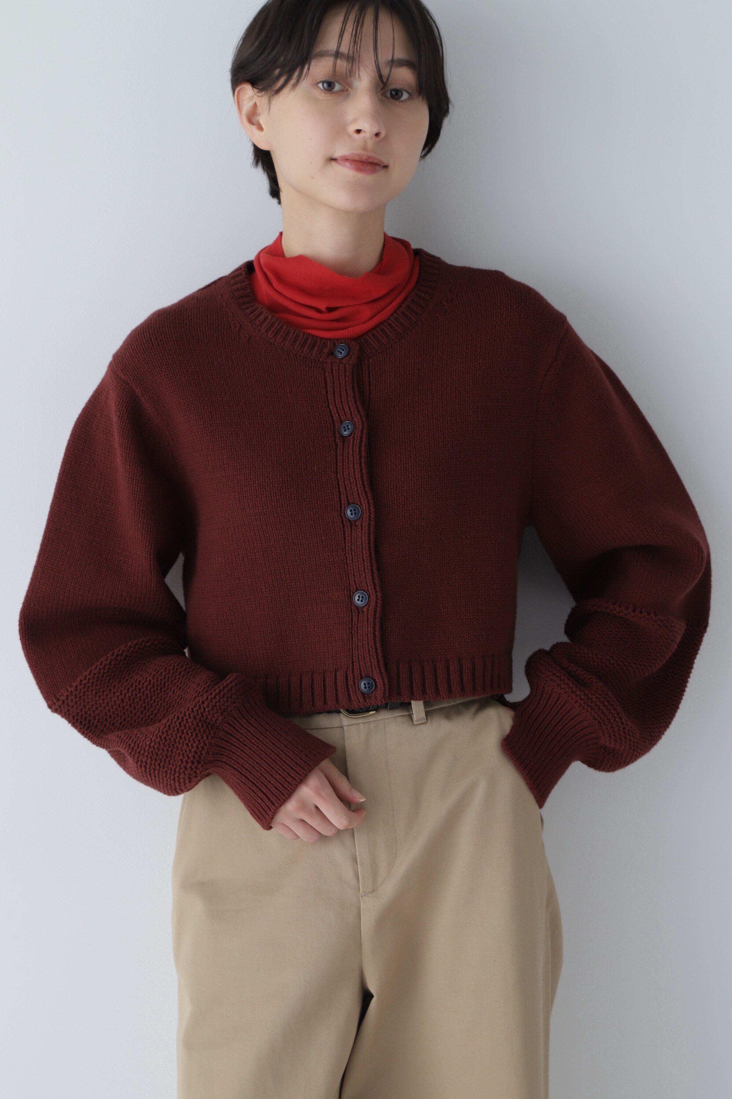  「◆ショート丈カーディガン」|ニット・セーター|ブラウン