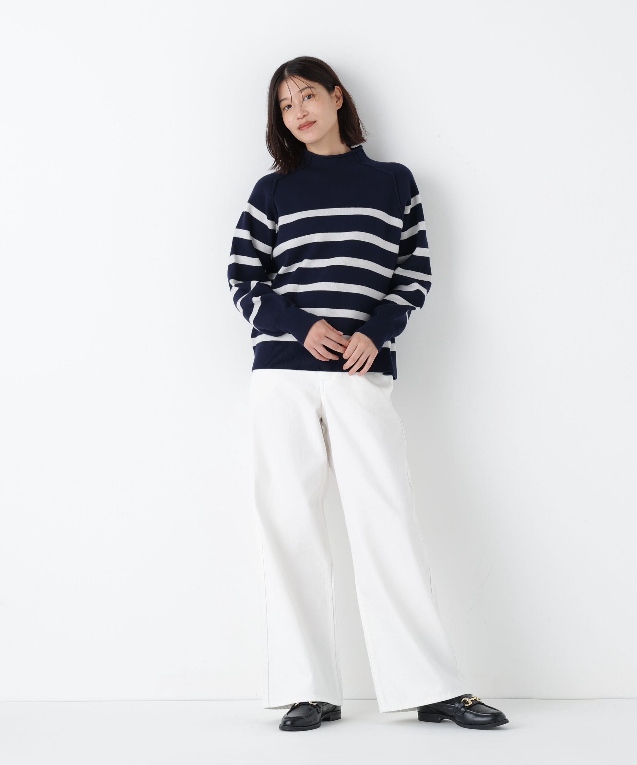  「◆《ウォッシャブル》コットンジャガードボトルネックＰＯ」|ニット・セーター|