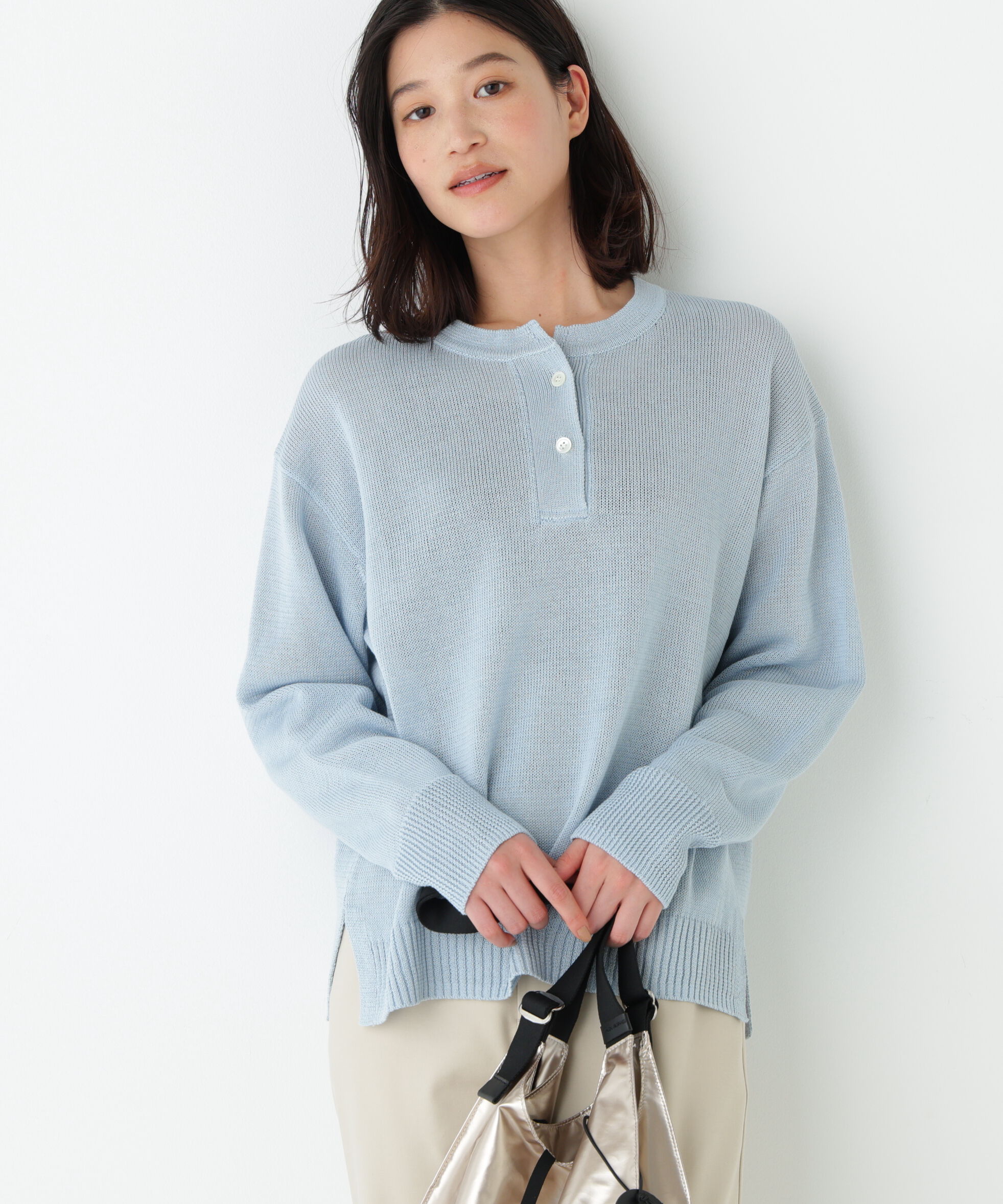  「◆≪ウォッシャブル≫ミドルゲージギマスキッパープルオーバー」|ニット・セーター|ブルー