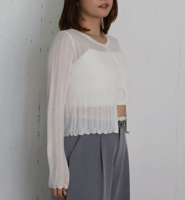 archives「透かし編みラウンドネックコンパクトカーディガン」|カーディガン|