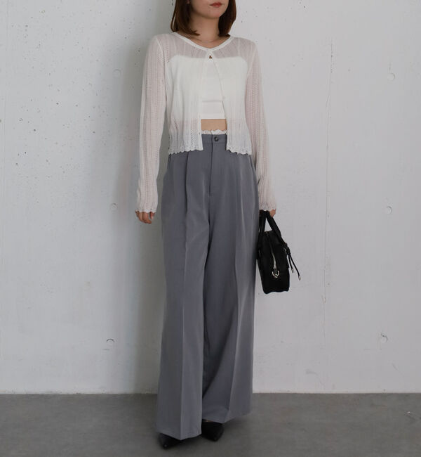 archives「透かし編みラウンドネックコンパクトカーディガン」|カーディガン|