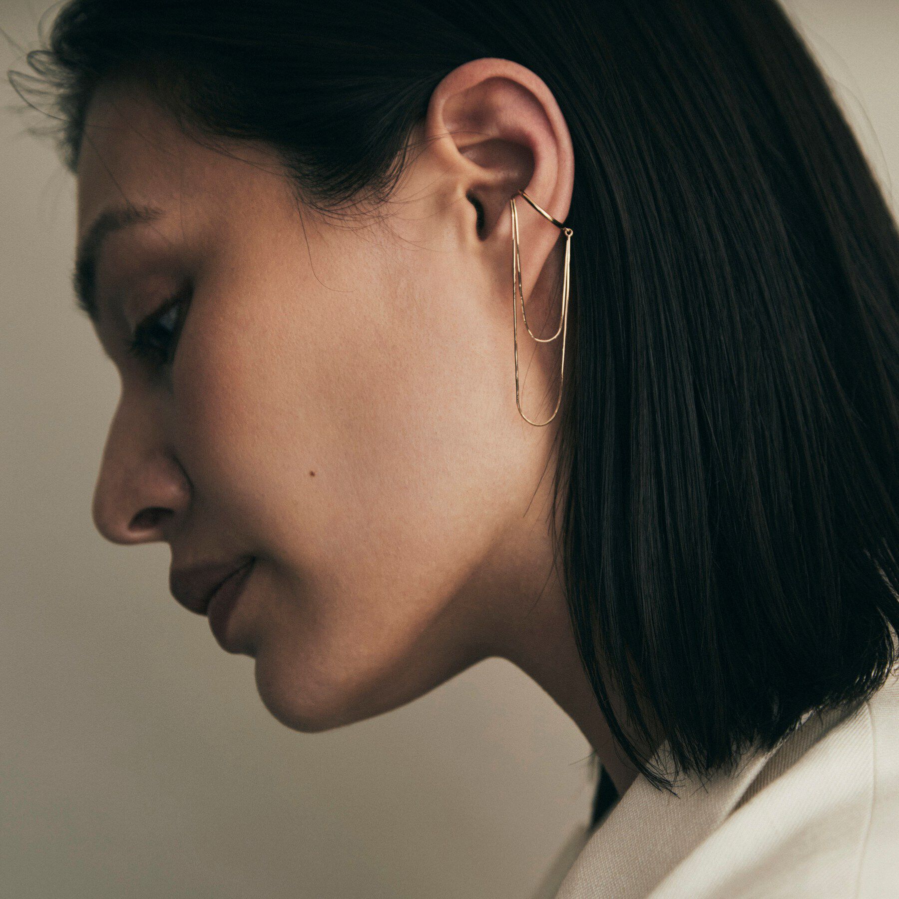 COCOSHNIK「K10コンパクトチェーン ドレープイヤーカフ」|イヤリング|