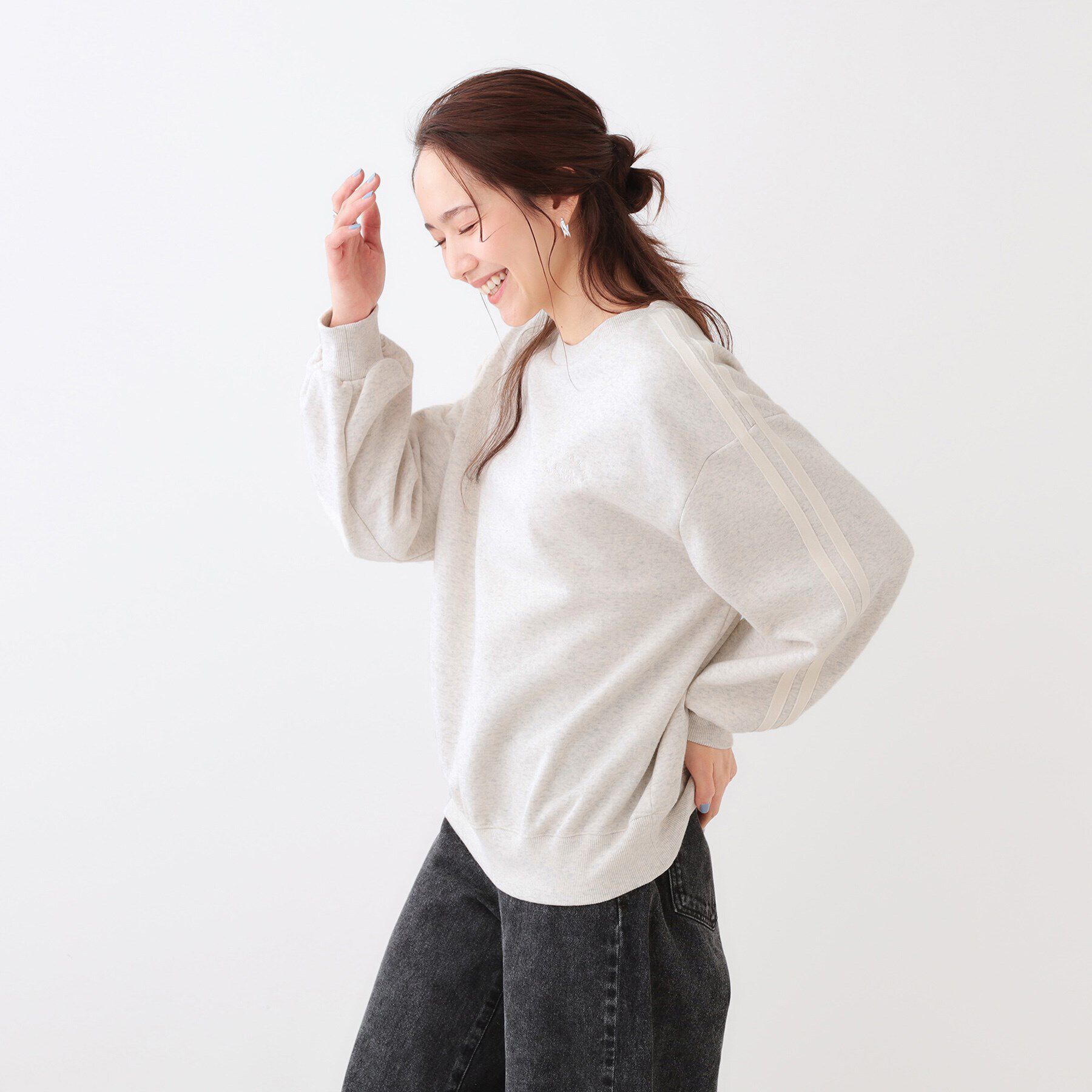 SHOO･LA･RUE「【洗える/S-LL】あったかライン入り裏起毛スウェット」|パーカー|