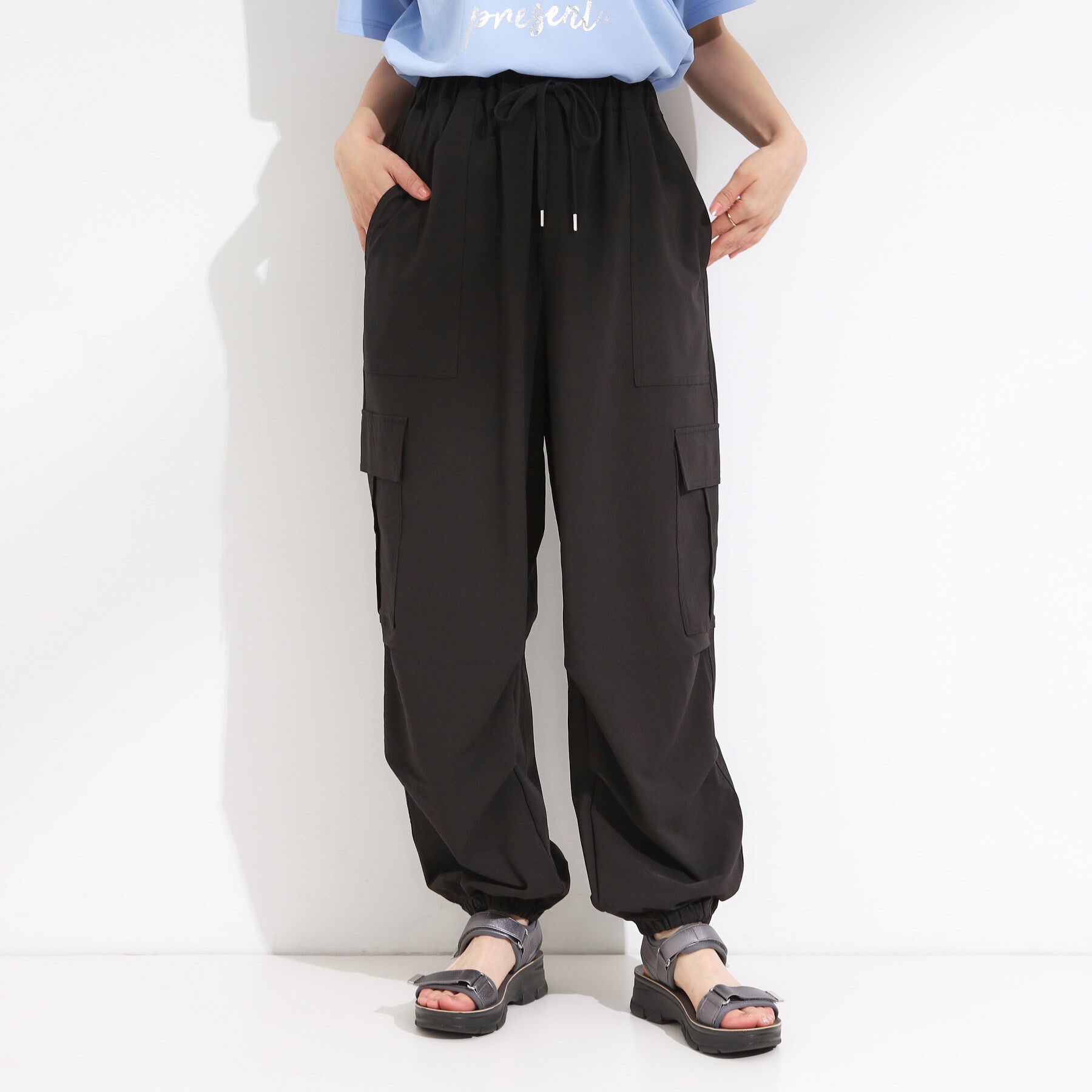 SHOO･LA･RUE「【S-LL】ゆるっと楽ちん さらさらカーゴジョガーパンツ」|その他|