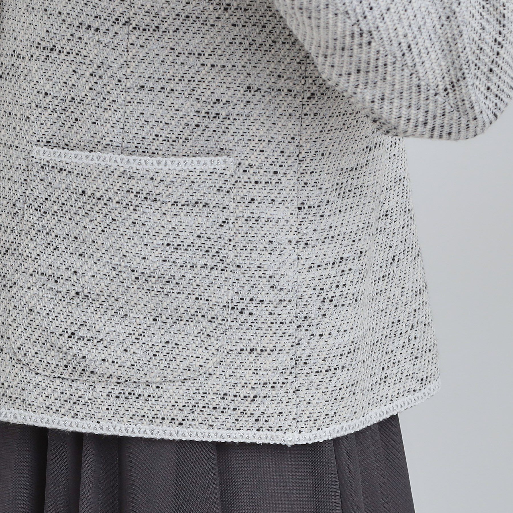 SHOO･LA･RUE「【S-3L】オンとオフで印象が変わる ライトツイードジャケット」|ノーカラージャケット|