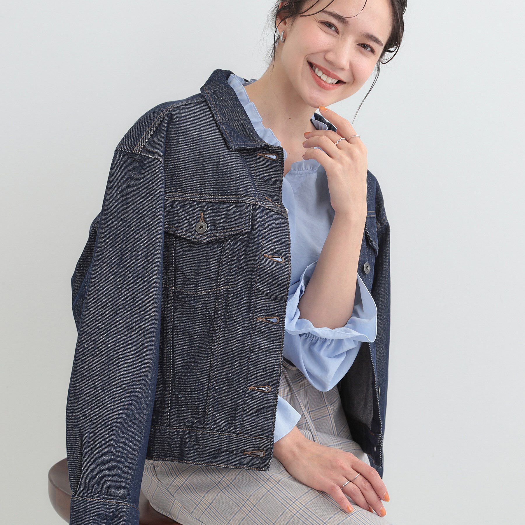 SHOO･LA･RUE「【SHOO・LA・RUE DENIM】羽織るだけでこなれる　オーバーサイズデニムジャケット」|デニムジャケット|ネイビー(094)