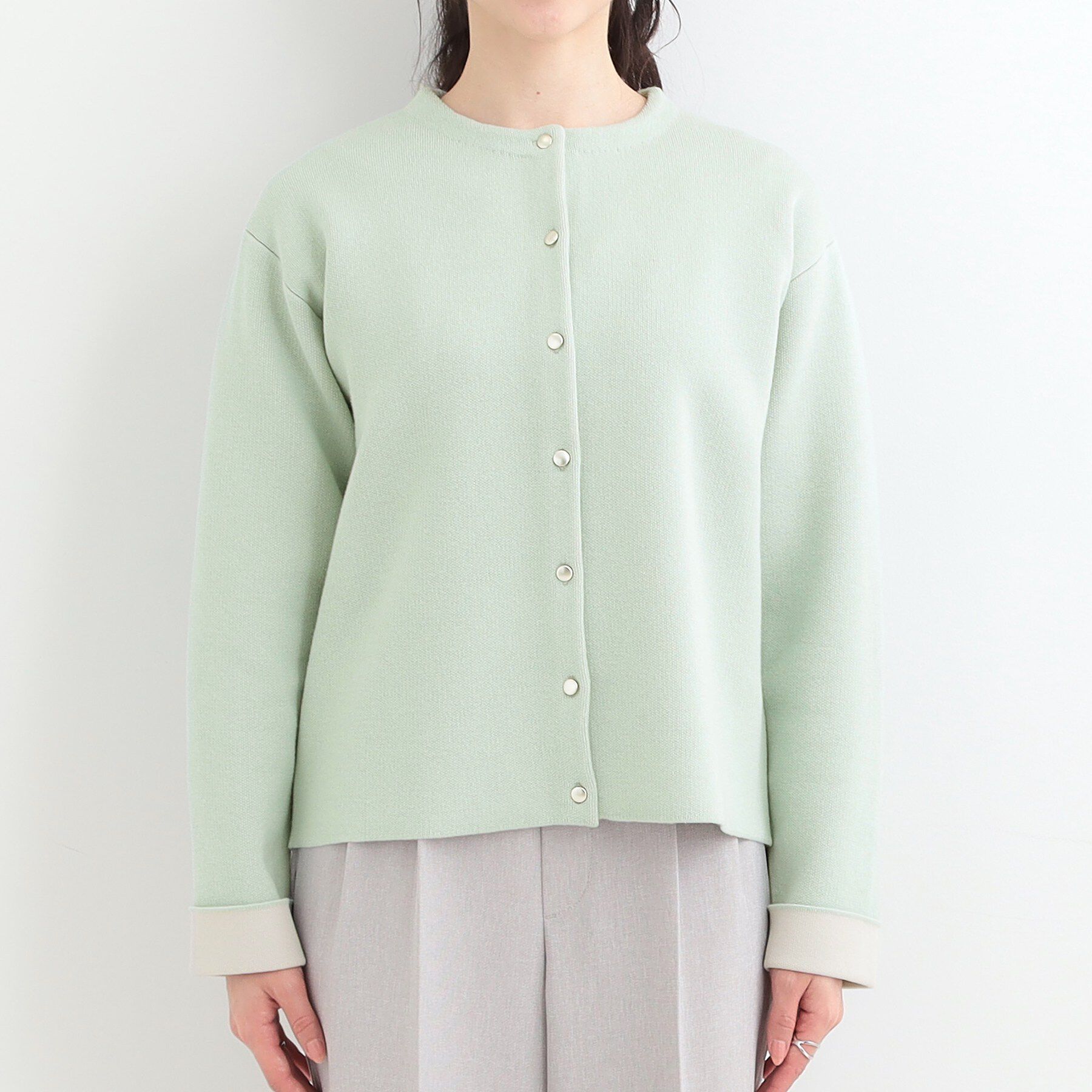 SHOO･LA･RUE「【洗濯機可/S-LL】品良くきまる 配色カーディガン」|カーディガン|