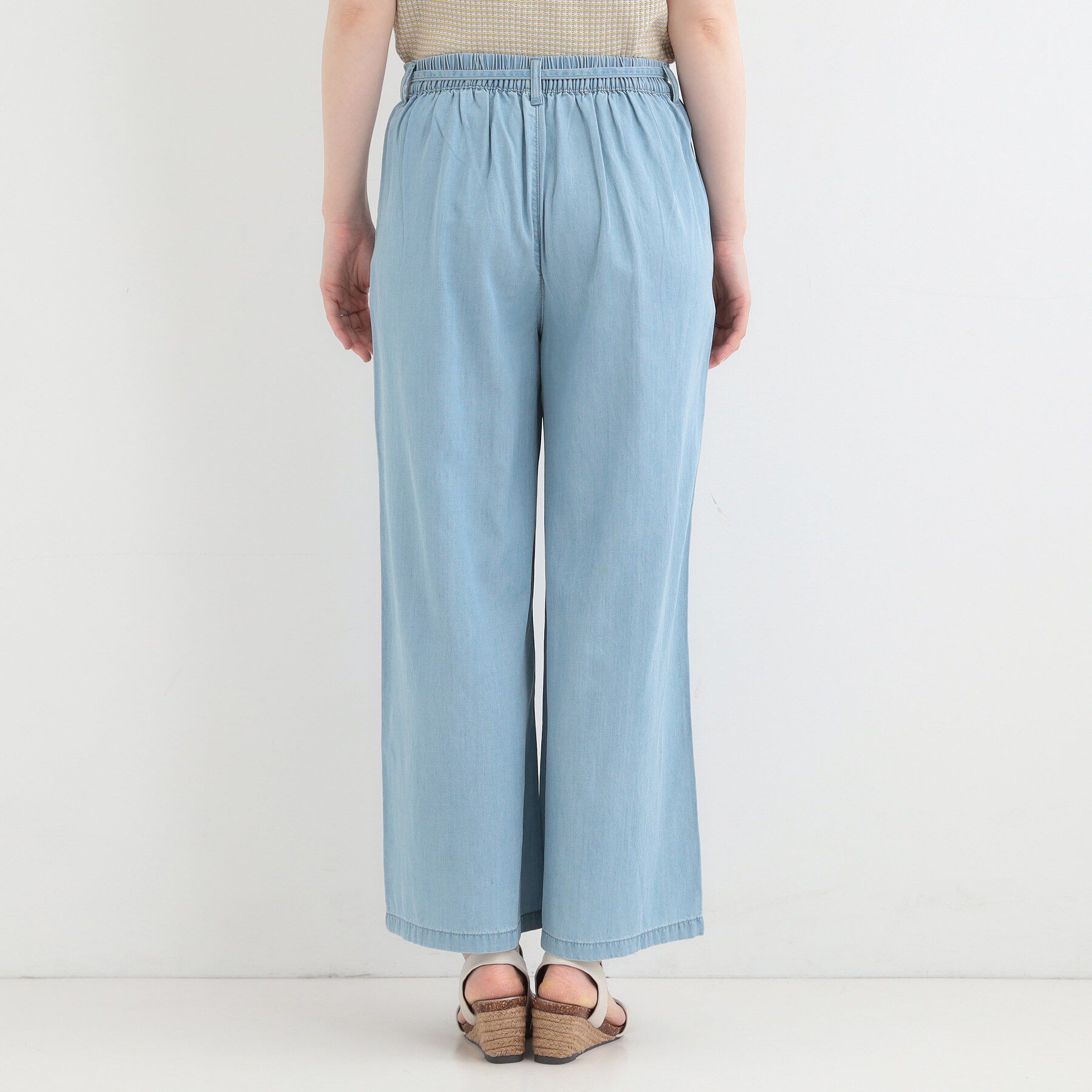 SHOO･LA･RUE「【着丈選べる/ひんやり/S-LL】ウエストリボンがポイント　デニムワイドイージーパンツ」|その他|